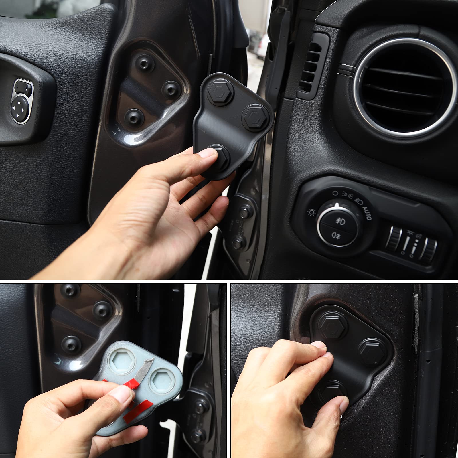 6PCS Door Lock Cover & 2PCS Door Screw Cover Trim Accessories for 2018-2023 Jeep Wrangler JL & Unlimited, 2020-2023 Jeep Gladiator JT (Black) - Interior Protection & Style Upgrade for Off-Road Adventures