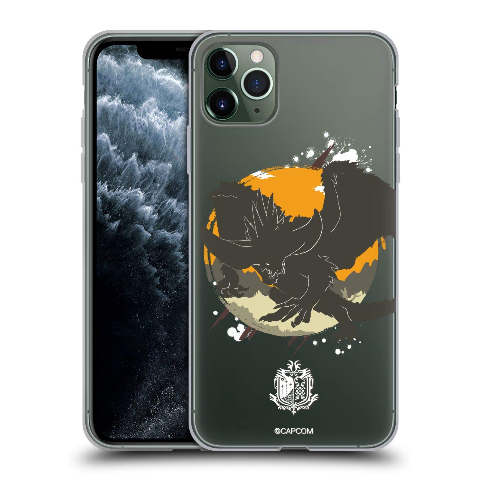Monster Hunter World Nergigante Silhouette Soft Gel Case for iPhone 11 Pro Max - Officially Licensed Gaming Phone Cover | Perfect for Gamers & Anime Fans