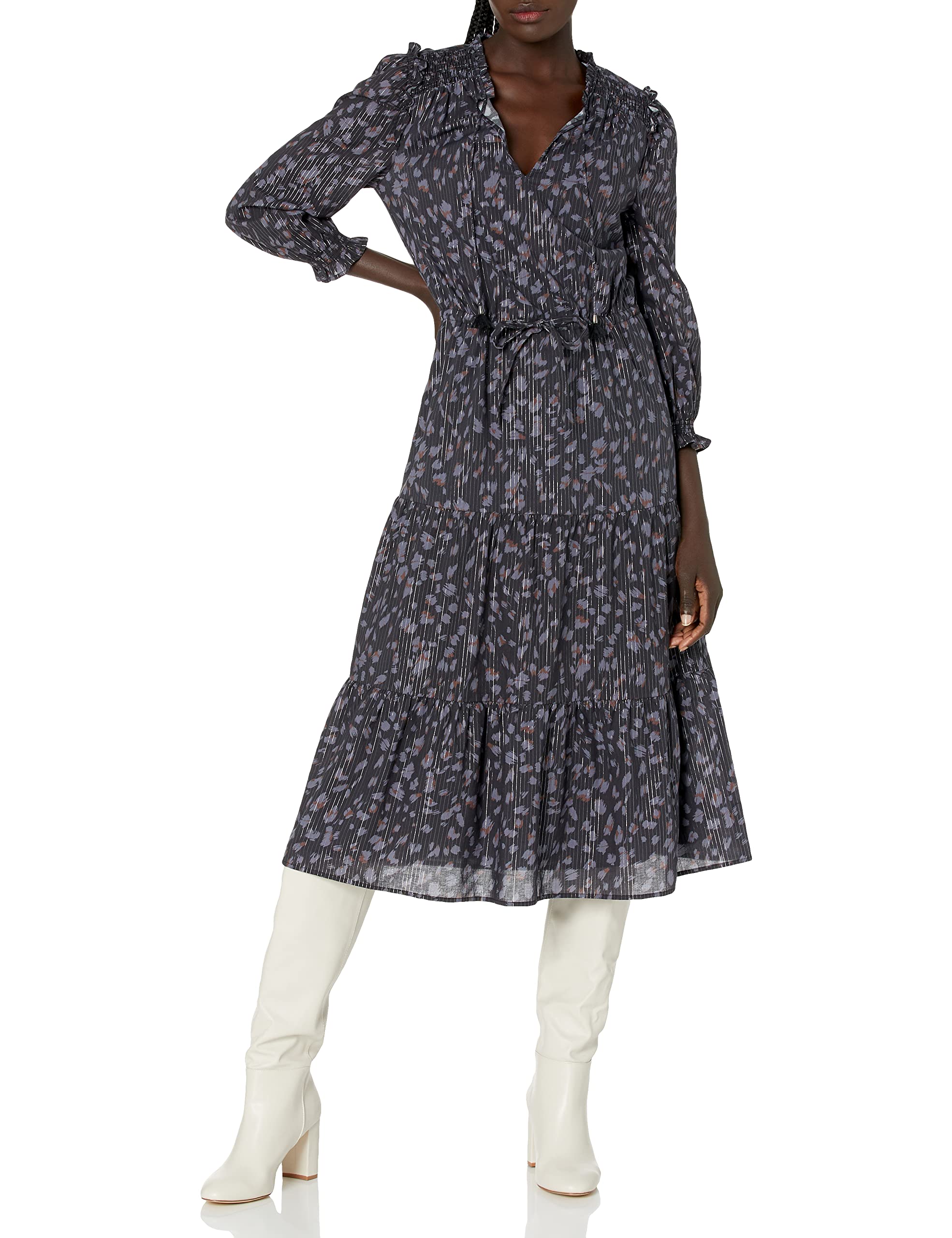PAIGE Women's Kaylynn Cotton Blend 3/4 Sleeve Midi Dress - Casual Summer Dress for Brunch, Beach & Date Night | Flowy Comfort Fit for Women
