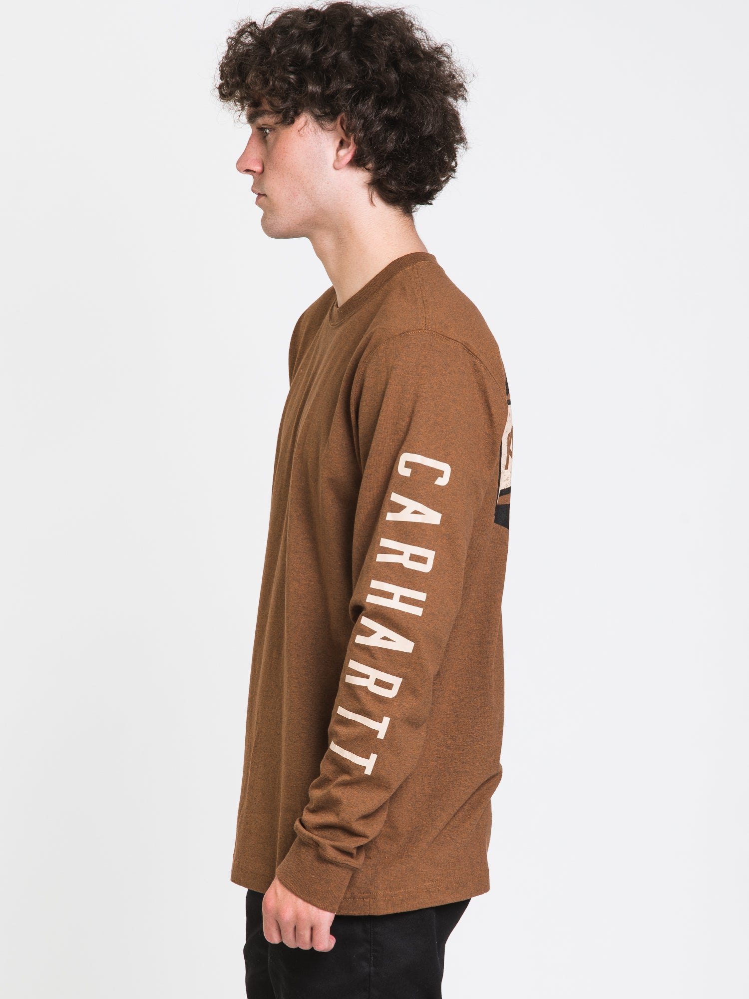 Carhartt Men's Long Sleeve Logo Graphic T-Shirt - Comfortable Cotton Tee for Work & Casual Wear | Durable Workwear for Construction, Outdoor Activities & Everyday Use