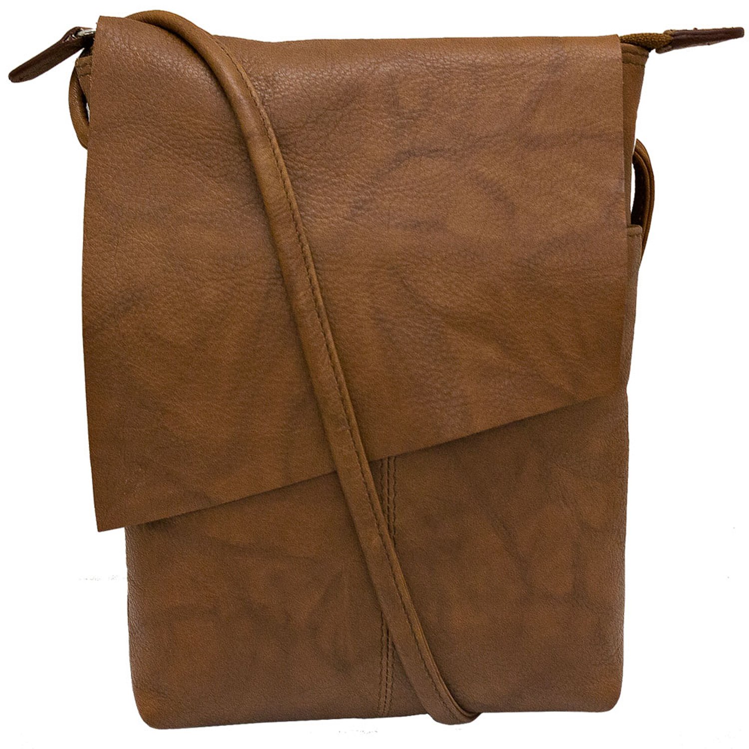 Genuine Leather Mini Crossbody Bag with RFID Blocking - ili New York Raw Edge Flap Pocket Cover - Perfect for Travel, Shopping & Everyday Use