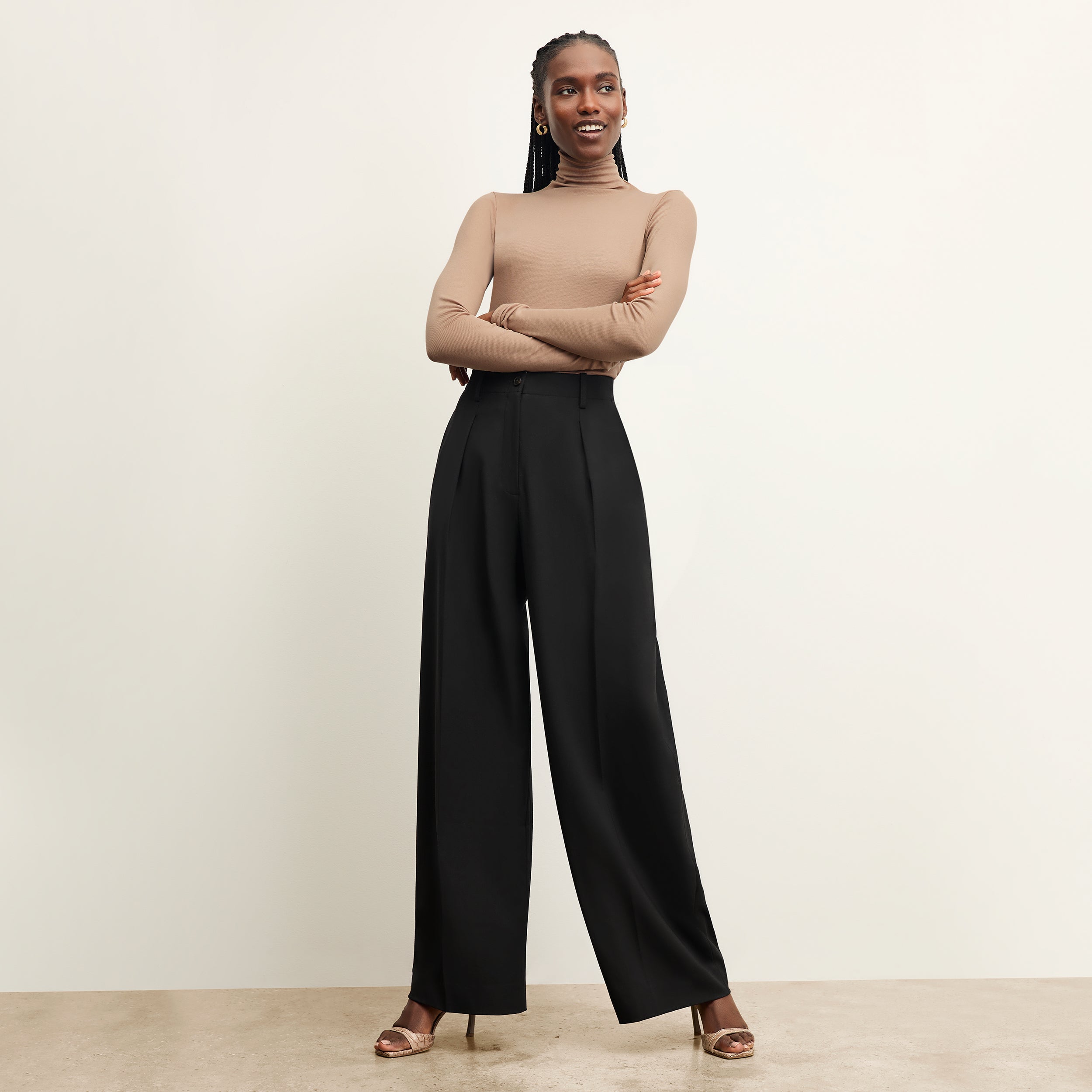 Zuri Pant Washable Wool Twill Pants for Women - Comfortable & Durable Black Trousers for Office, Travel & Casual Wear