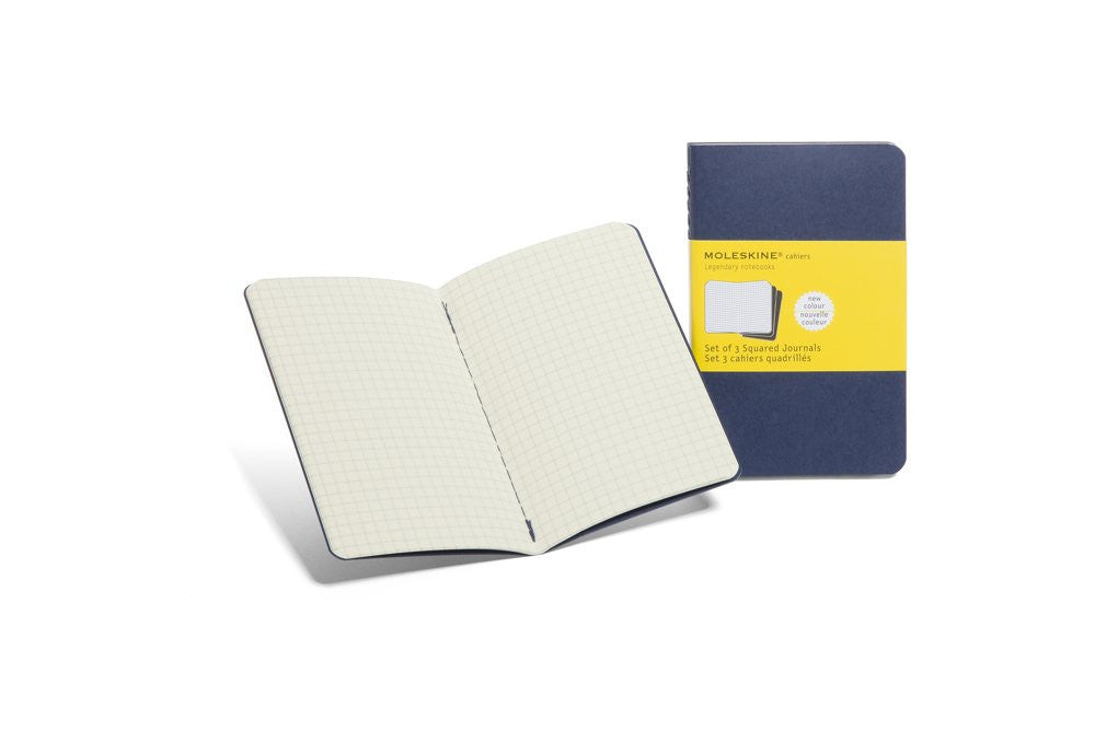 Premium Moleskine Squared Cahier Journal Set of 3 - Lined Notebooks for Writing, Sketching & Note Taking - Perfect for Students, Artists & Professionals - Durable Kraft Paper Cover