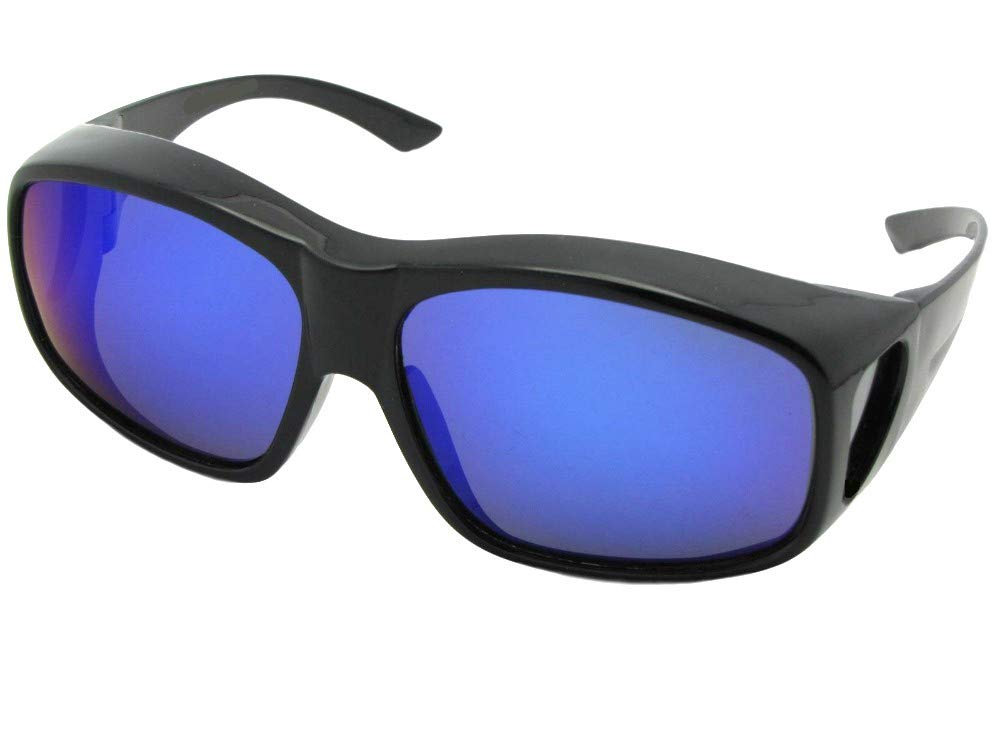 Men's Oversized Polarized Fit Over Sunglasses with Mirrored Lenses - UV Protection for Driving, Fishing & Outdoor Activities