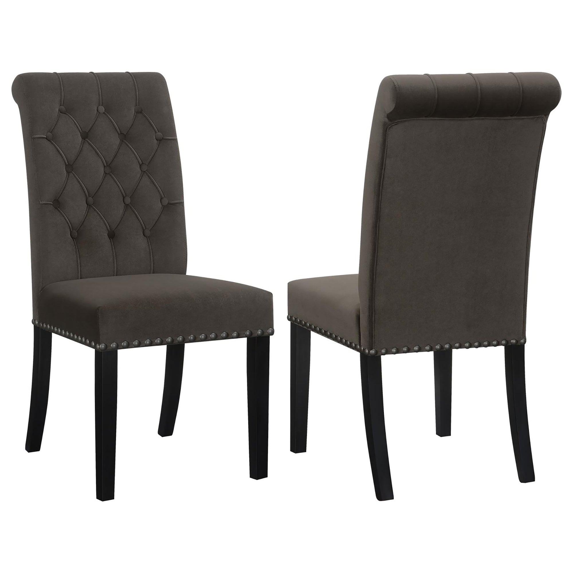 Brown and Rustic Espresso Tufted Side Chairs (Set of 2) - Upholstered Dining Chairs for Kitchen, Living Room, or Office - Comfortable and Stylish Home Decor