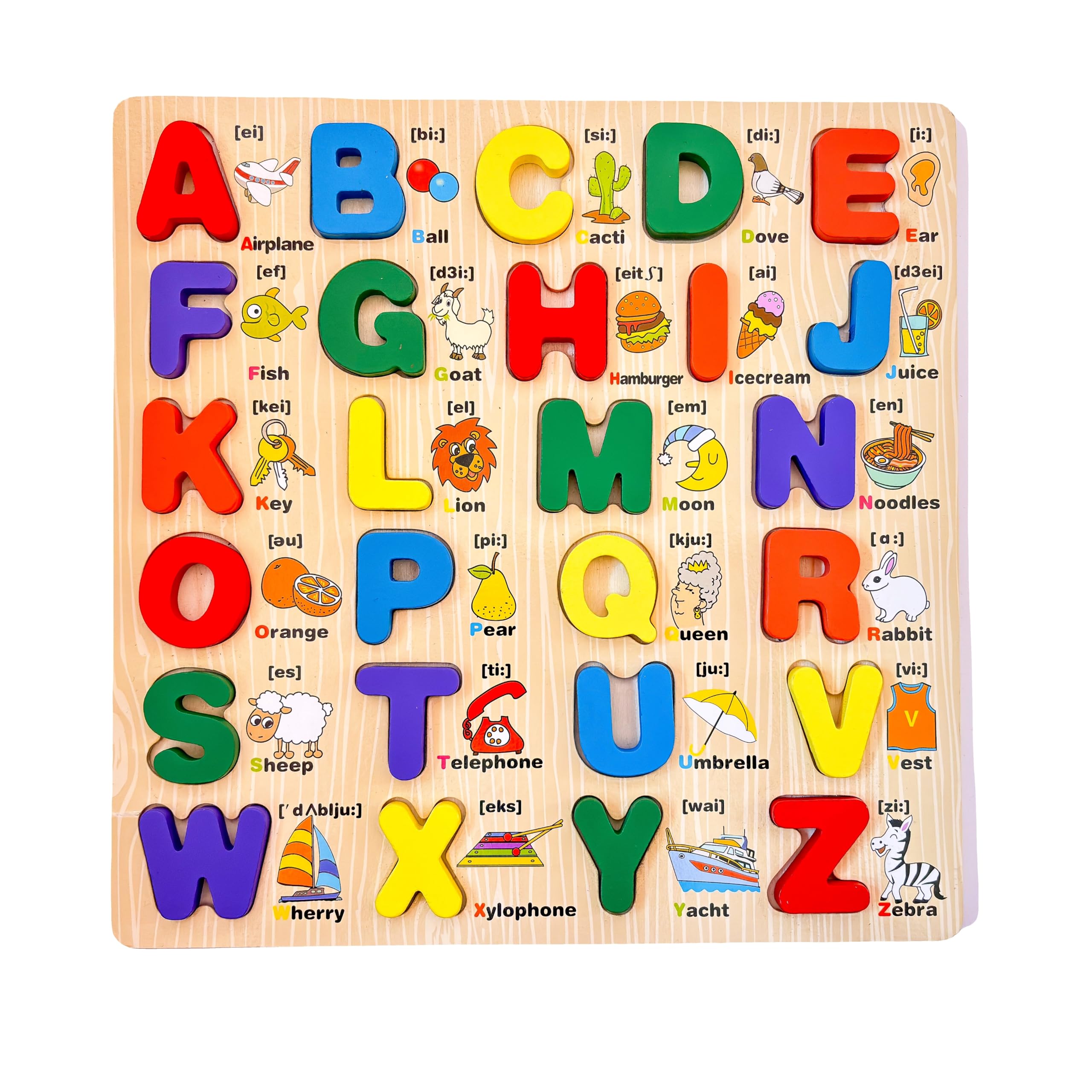 Mother Touch Toys - Wooden Alphabet Learning Board with Capital Letters | Montessori Educational Toy for Toddlers & Kids | Safe & Eco-Friendly Wooden Letters | Perfect for Preschool Learning & Homeschool Activities