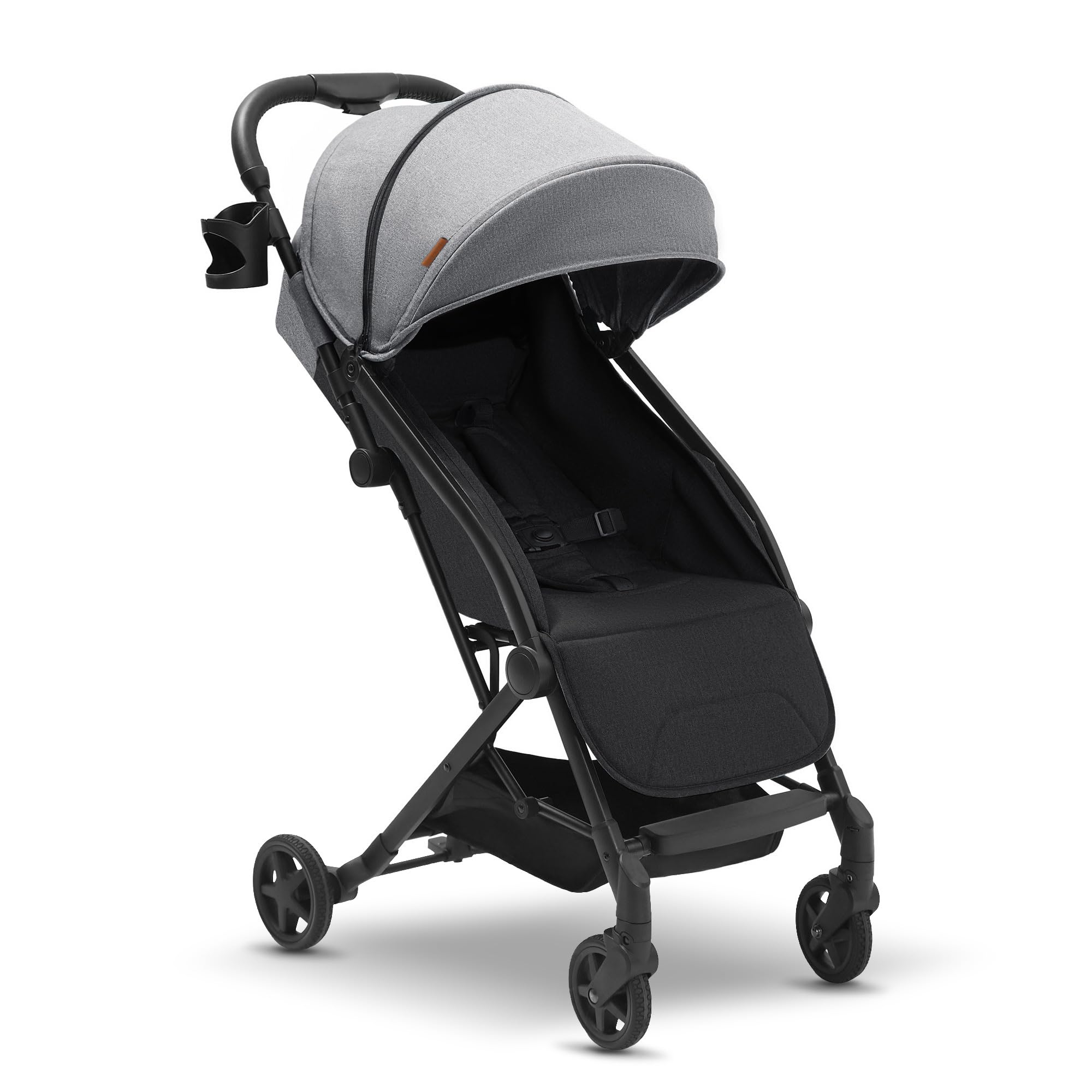 Mompush Lithe Lightweight Compact Travel Stroller - One-Hand Fold, Airplane Friendly with Reclining Seat, Large Canopy, Rain Cover, Carry Bag & Cup Holder - Perfect for Air Travel, Shopping, and Daily Walks