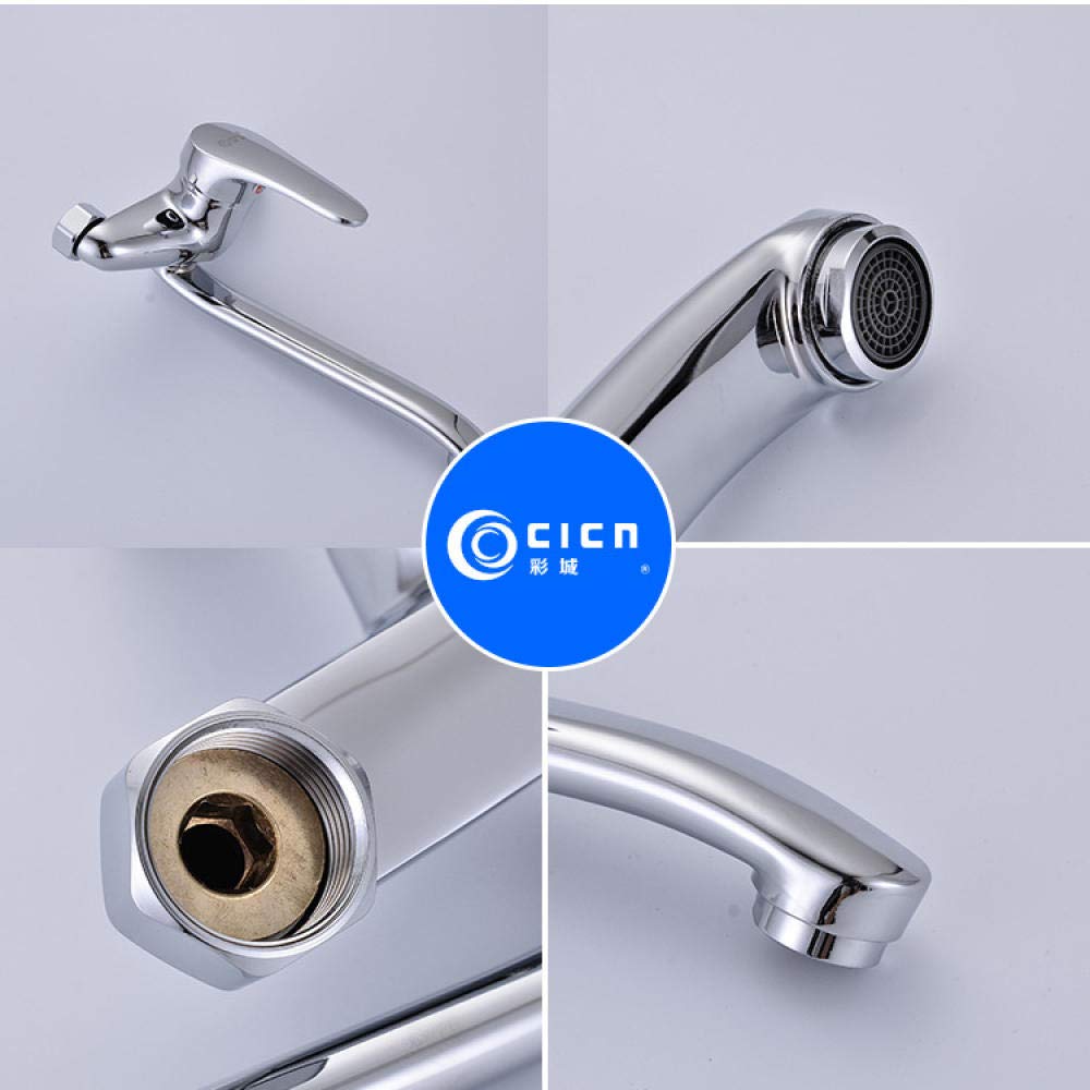 360° Swivel Modern Kitchen Sink Faucet with Pull Down Sprayer - Black Wall Mount Hot and Cold Water Mixer Tap for Home, Balcony & Outdoor Use - Durable Stainless Steel Construction for Daily Cooking & Cleaning