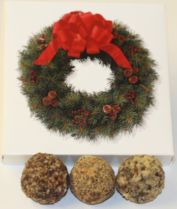 Scott's Cakes Premium Milk Chocolate Truffles - Hazelnut, Pecan & Walnut Combo in 8 oz Wreath Gift Box | Perfect for Holidays, Birthdays & Corporate Gifts