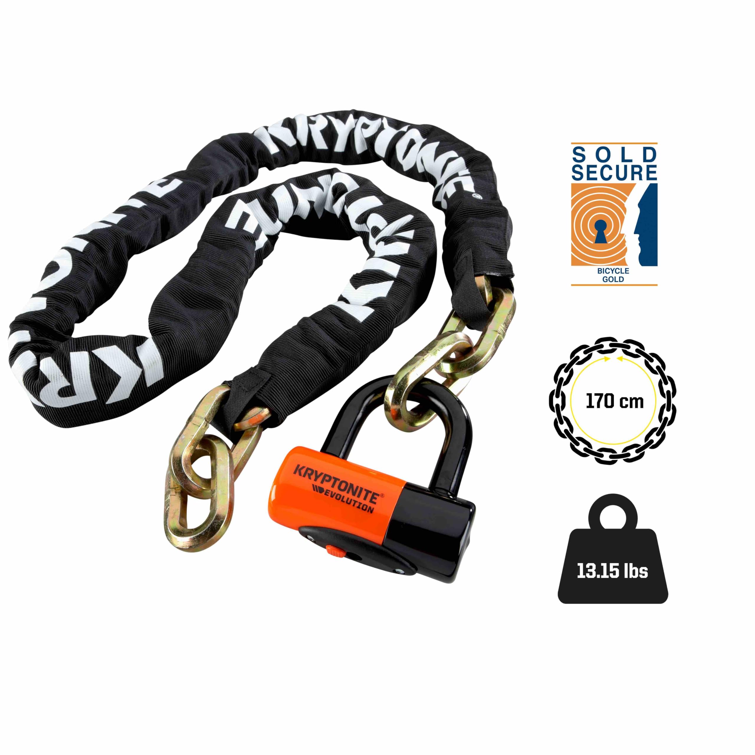 Kryptonite New York FAHGETTABOUDIT 1217 Heavy Duty 12mm Steel Bike Chain Lock - 5.5 FT Anti-Theft Bicycle Lock with Keys for E-Bikes, Motorcycles & Scooters - Ultimate Security for Urban Commuting, Parking & Outdoor Adventures