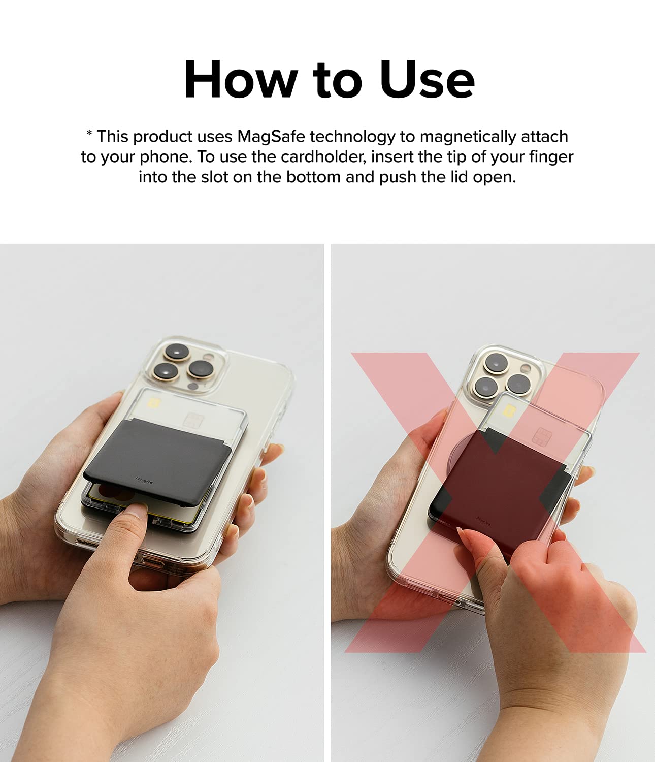 Ringke Magnetic Stand Slot Card Holder - Phone Wallet with Built-in Stand | ID & Credit Card Holder for Magsafe Compatible iPhone 13/12/Pro Max/Mini | Clear Mist Design | Perfect for Hands-Free Viewing, Secure Storage & Everyday Convenience