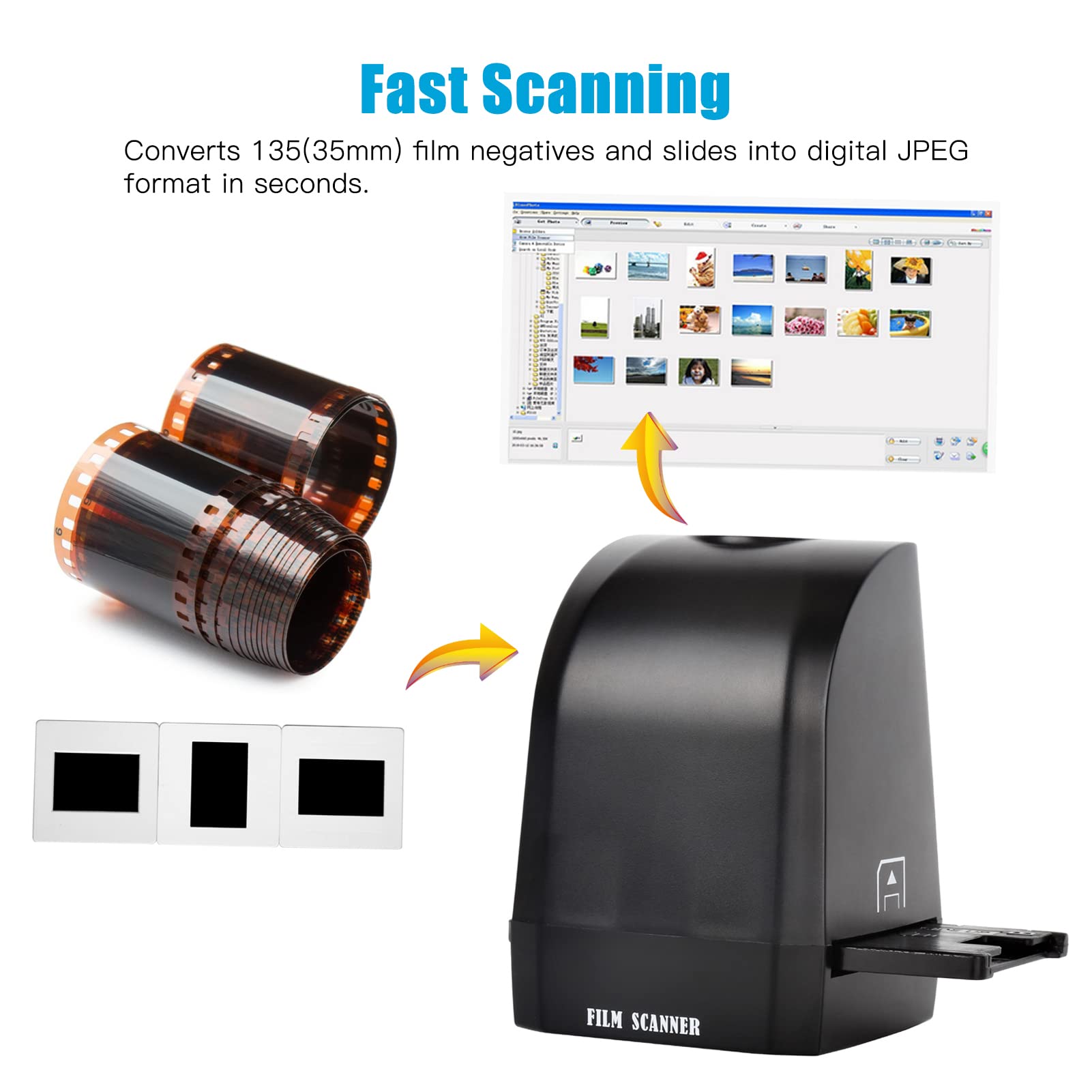 YIWENG 135 Film Slide Scanner - 8MP Portable Negative Film Converter for 35mm/135mm Slides & Negatives to Digital JPEG Photos - Perfect for Digitizing Old Family Photos, Archiving Memories, and Film Photography Projects