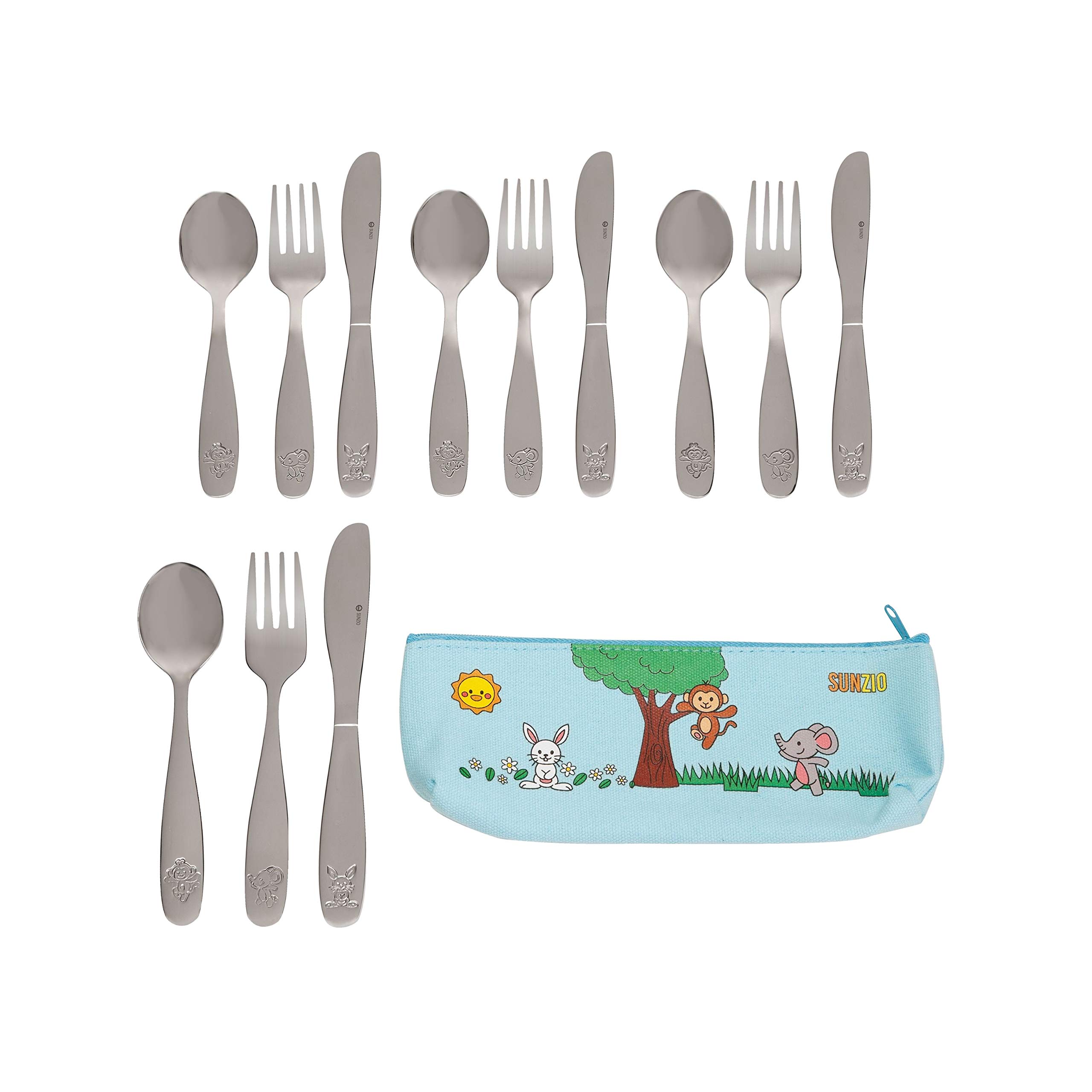 Premium 18/10 Stainless Steel Kids Silverware Set - 12 Piece Toddler Cutlery (4 Forks, 4 Spoons, 4 Knives) with Travel Case | Child-Safe, Dishwasher Safe Flatware for Home, School & Travel | Durable Metal Utensils for Toddlers & Children