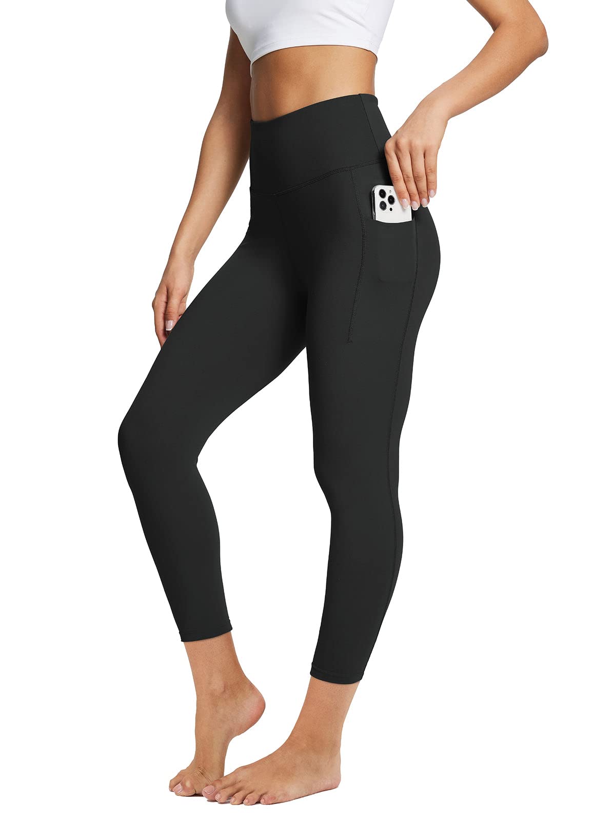 Baleaf Women's High Waisted Leggings with Pockets - Tummy Control Workout Running Yoga Pants 7/8 Length Ultra Soft Athletic Gym Ankle Pants - Perfect for Gym, Running, Yoga & Everyday Wear