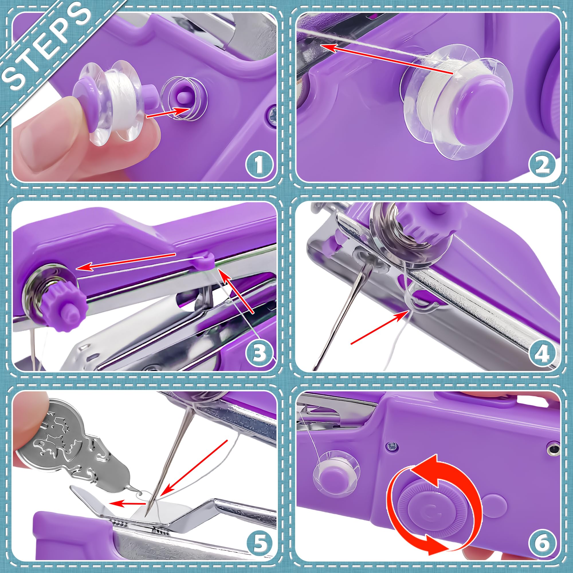 Portable Mini Electric Sewing Machine for Beginners - Handheld Stitching Tool for DIY, Clothes & Various Fabrics - Travel-Friendly Purple Sewing Kit for Quick Repairs & Crafting Projects