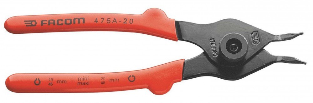Facom 475A Reversible Inside & Outside Circlip Pliers - Professional Snap Ring Pliers for Automotive, Machinery & DIY Repairs - Ideal for Engine, Transmission & Industrial Maintenance