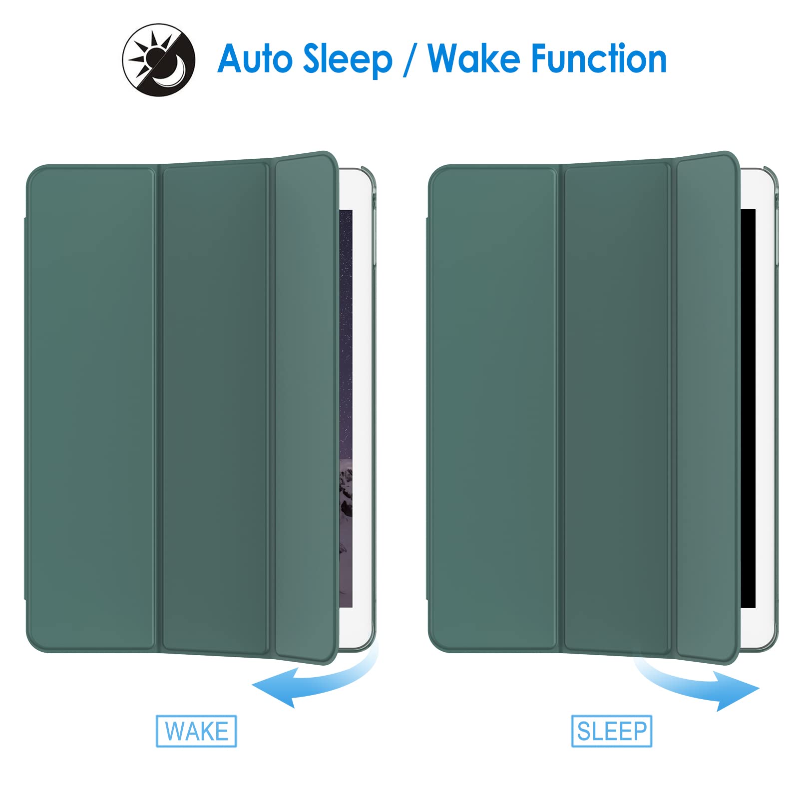 JETech iPad Air 2 Case - Slim Smart Cover with Auto Wake/Sleep Feature, Lightweight Protective Cover for iPad Air 2 (Misty Blue) - Perfect for Work, Travel & Everyday Use