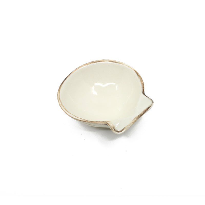 Premium Ceramic Dipping Bowl with Scallop Design - Elegant Appetizer & Condiment Serving Dish for Parties, Dips, Sauces & Sushi - by Royce McGlashen