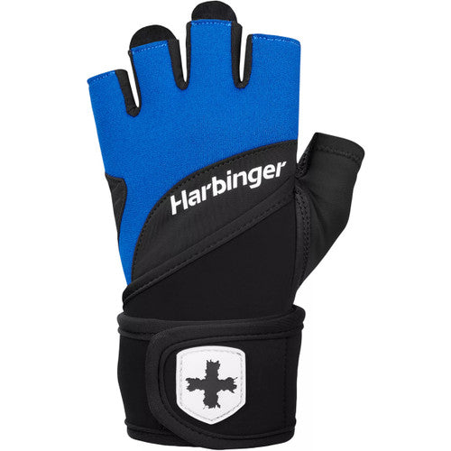 Harbinger Unisex Training Wrist Wrap Gloves 2.0 - Blue | Weightlifting & CrossFit Support for Men & Women | Gym, Powerlifting & Workout Gloves for Better Grip & Wrist Protection