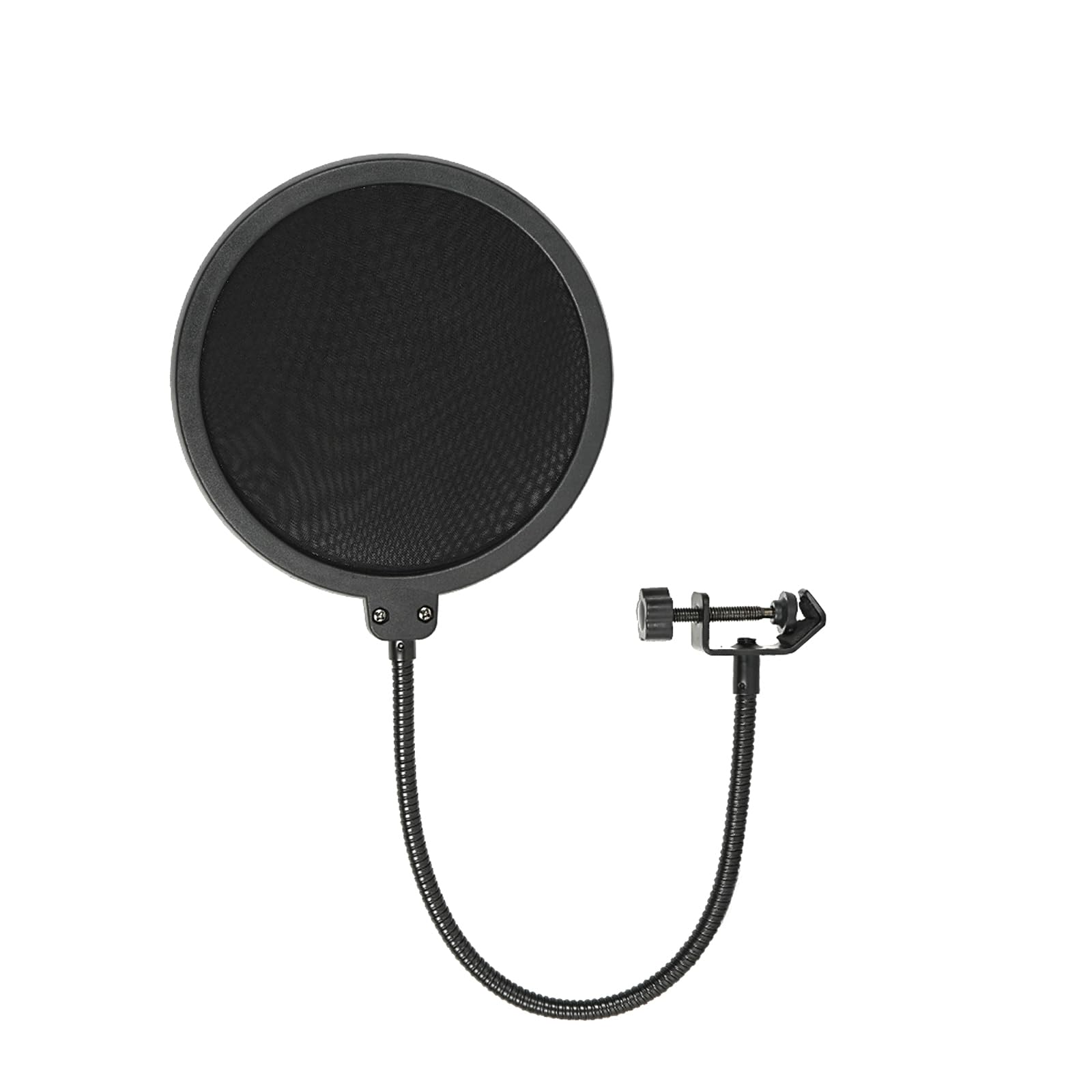 Professional Pop Filter for Recording Microphone - Dual-Layer Studio Pop Shield with Flexible Metal Gooseneck (Black) | Perfect for Podcasting, Voice Overs & Home Studio Recording