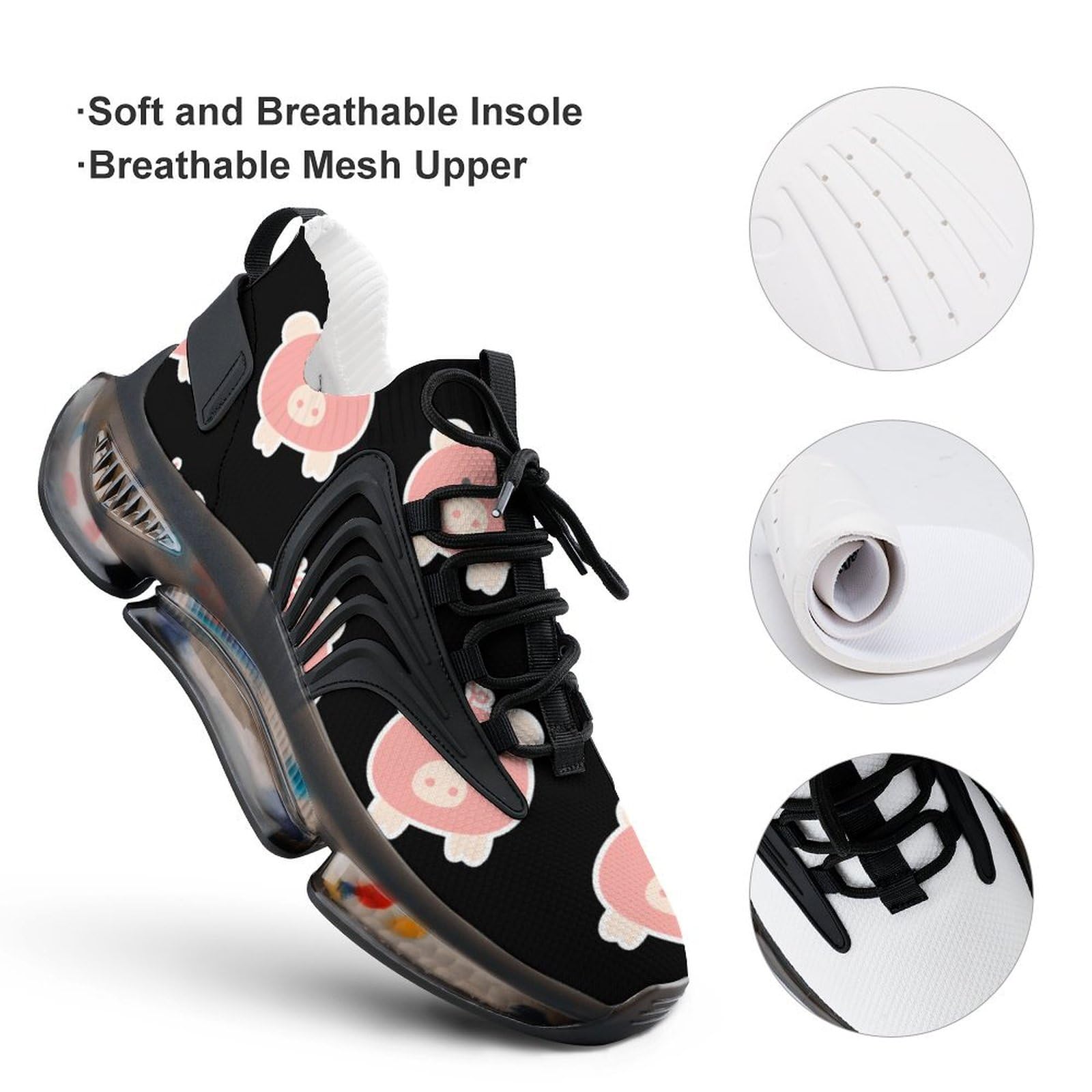 **Men's Lightweight Running Shoes - Cute Pig Design Fashion Sneakers for Gym, Hiking & Outdoor Sports | Comfortable Athletic Shoes for Jogging & Workouts**