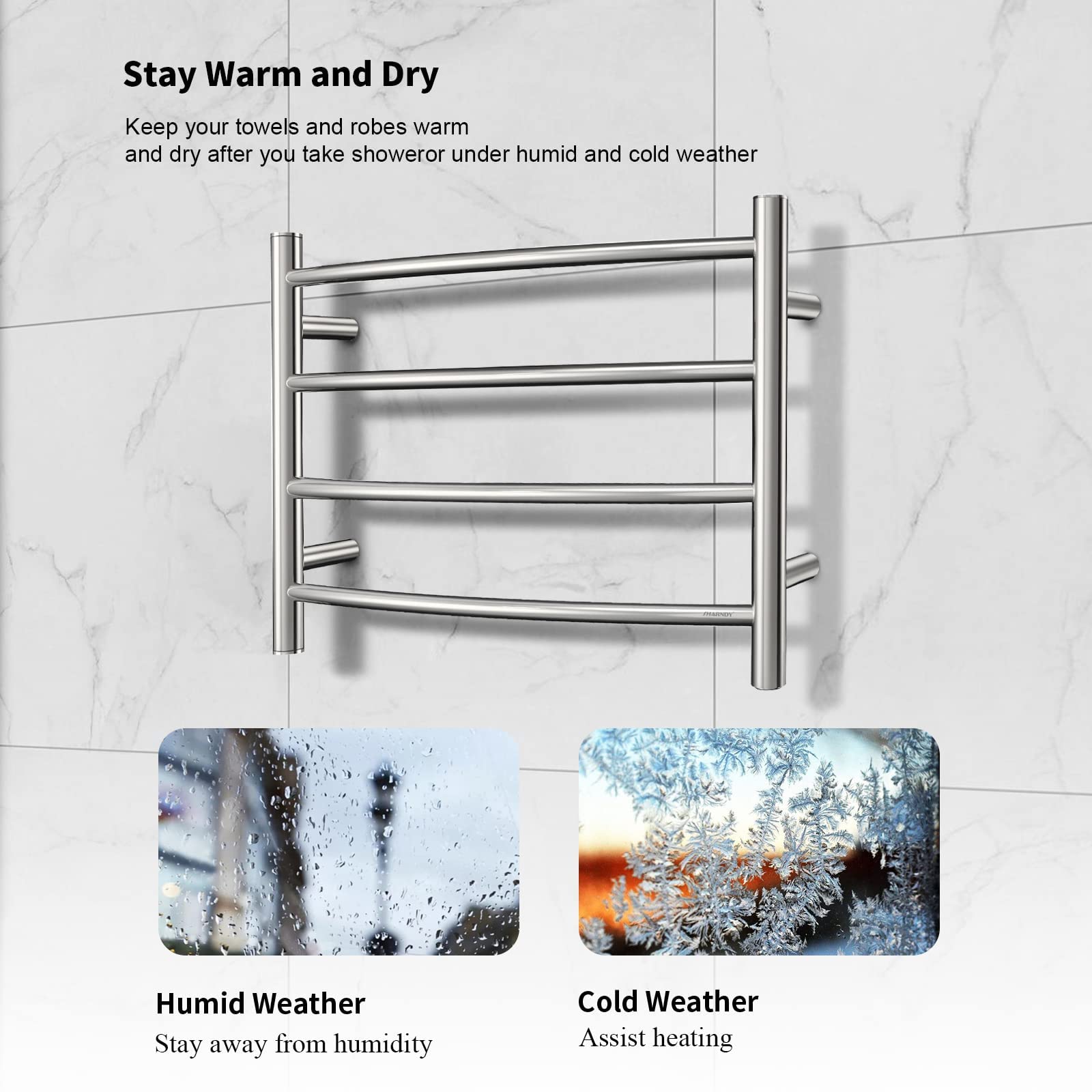 Polished Chrome Electric Heated Towel Rack - Wall Mounted Bathroom Towel Warmer, 4-Bar Stainless Steel Drying Rack (40W, 16.54x23.62x5.51 inches) - Perfect for Spa-Like Bathroom Luxury & Quick Drying