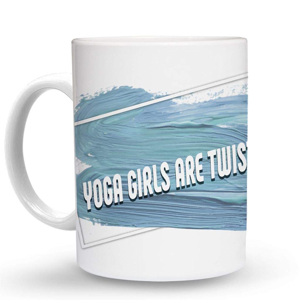 Makoroni - YOGA GIRLS ARE TWISTED - 11 Oz Ceramic Coffee Mug for Yoga Lovers, Perfect for Home, Office & Yoga Studio Gifts