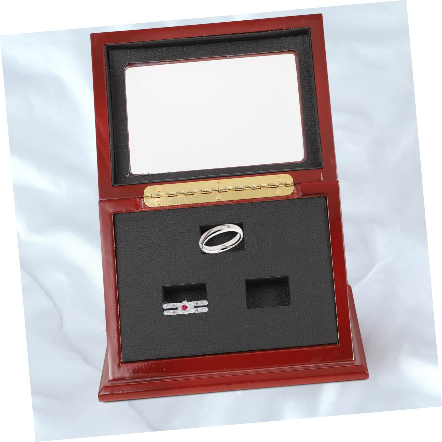 Kisangel 2-Piece Wooden Championship Ring Display Case - Premium Ring Holder Box for Jewelry, Awards & Memorabilia - Perfect for Trophy Showcase, Sports Collectibles & Home Decor Display