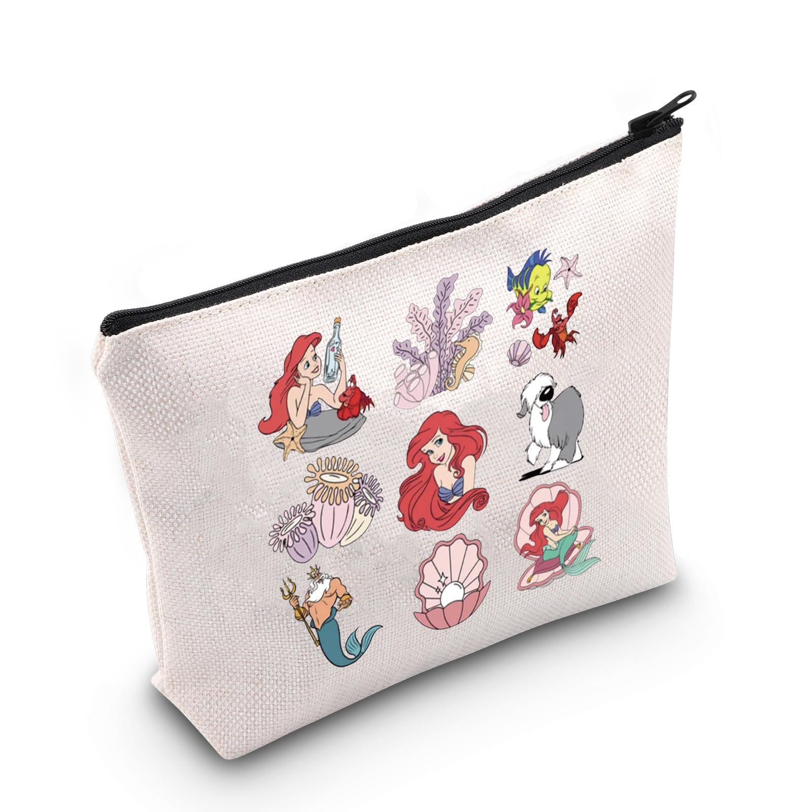 Mermaid Makeup Bag with Zipper - Ariel Inspired Cosmetic Pouch for Travel & Gifts