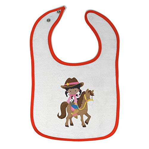 Custom Cowgirl Brown Horse Baby Bibs & Burp Cloths - 100% Cotton Feeding Essentials for Girls & Boys (White & Orange Design) - Perfect for Mealtime, Drool Protection & Nursery Decor