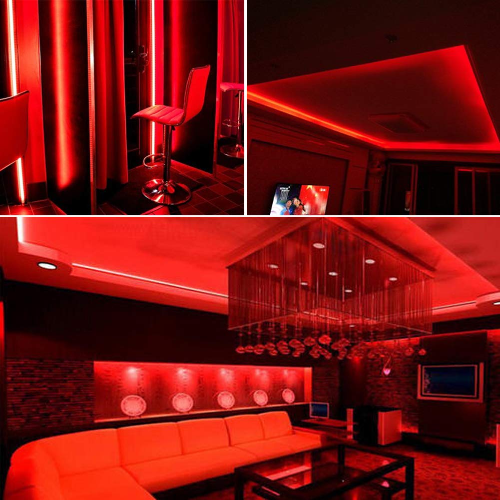 SURNIE 50ft Waterproof LED Strip Lights - Flexible Red Rope Lights for Indoor & Outdoor Use, 110V Cuttable & Connectable Neon Lights - Perfect for Room Decor, Festival Lighting, Commercial Buildings, and DIY Projects
