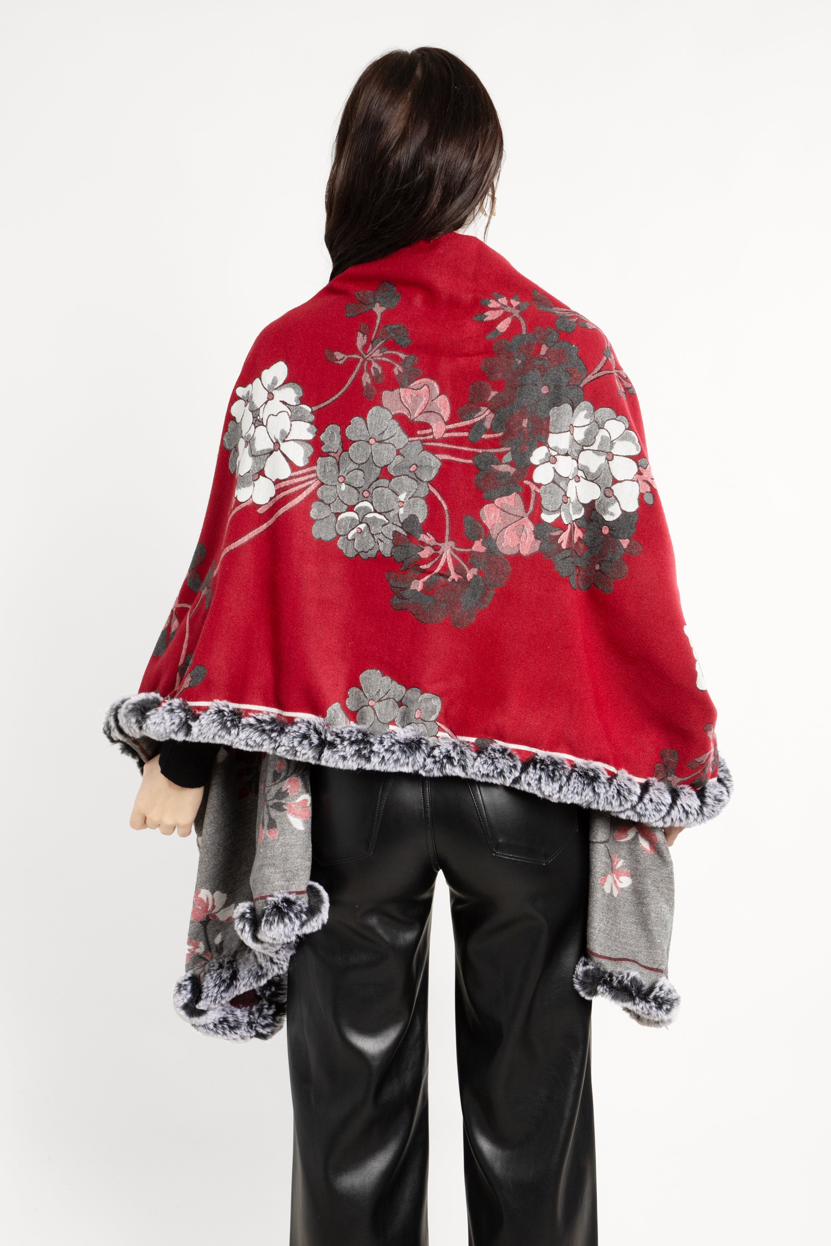 Stylish Floral Faux Fur Scarf - Soft Winter Fashion Accessory for Women - Perfect for Cold Weather, Outdoor Activities, and Holiday Outfits