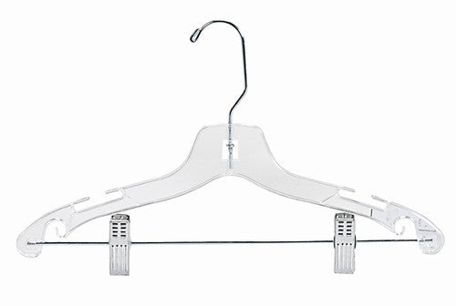 Kids' Clear Plastic Suit Hanger with Clips - 14 Pack | Durable Clothes Hangers for Children's Wardrobe Organization | Perfect for School Uniforms, Dresses & Coats