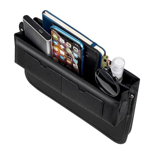 Premium Leather Car Seat Gap Filler Organizer - Adjustable Storage for Phones, Cards, Wallets & Keys | Front Seat Accessories for Cars, SUVs & Trucks | Keep Essentials Secure While Driving