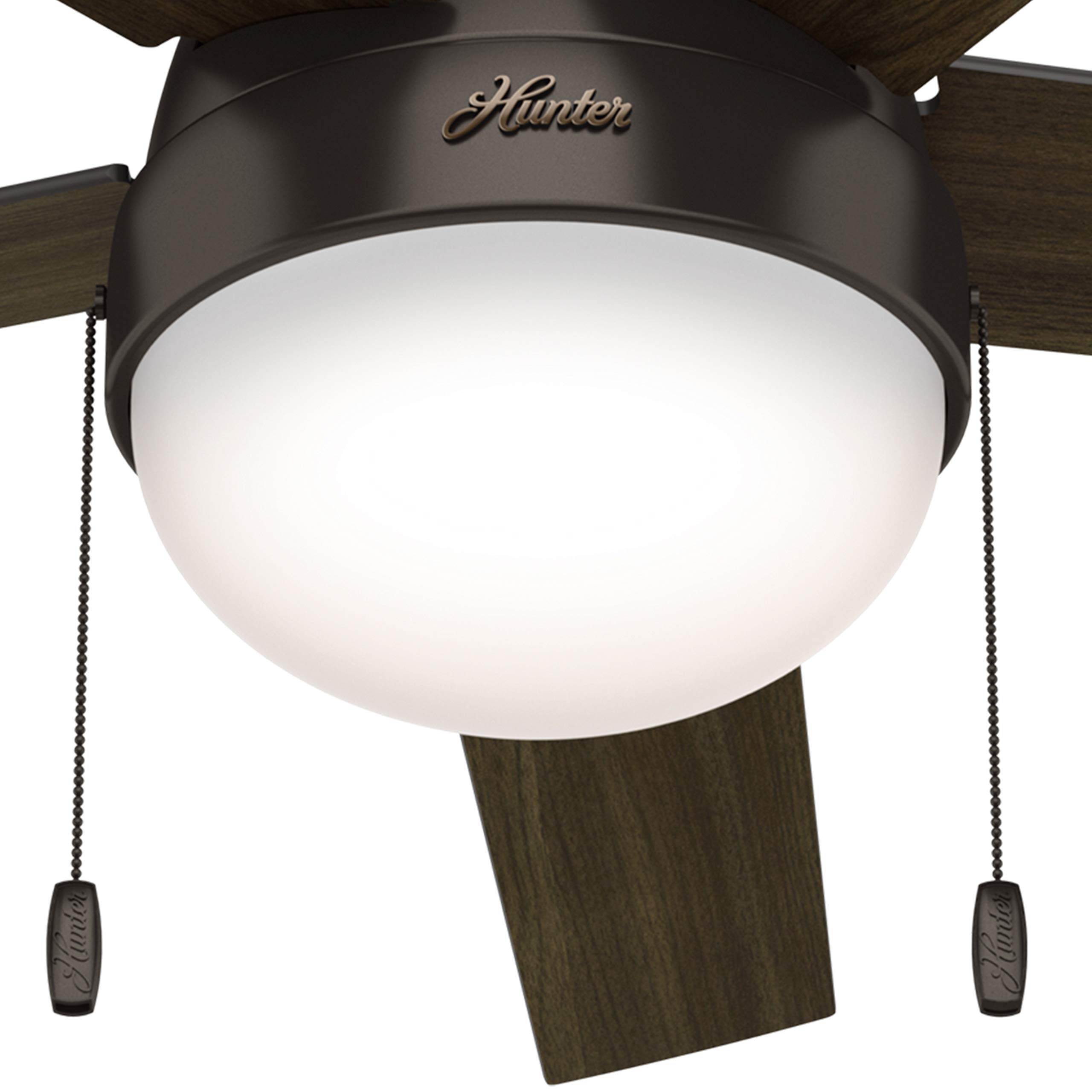 Hunter Fan 52 Inch Contemporary Bronze Ceiling Fan with Light Kit & Pull Chain - Indoor Cooling Fan for Living Room, Bedroom & Office (Renewed)