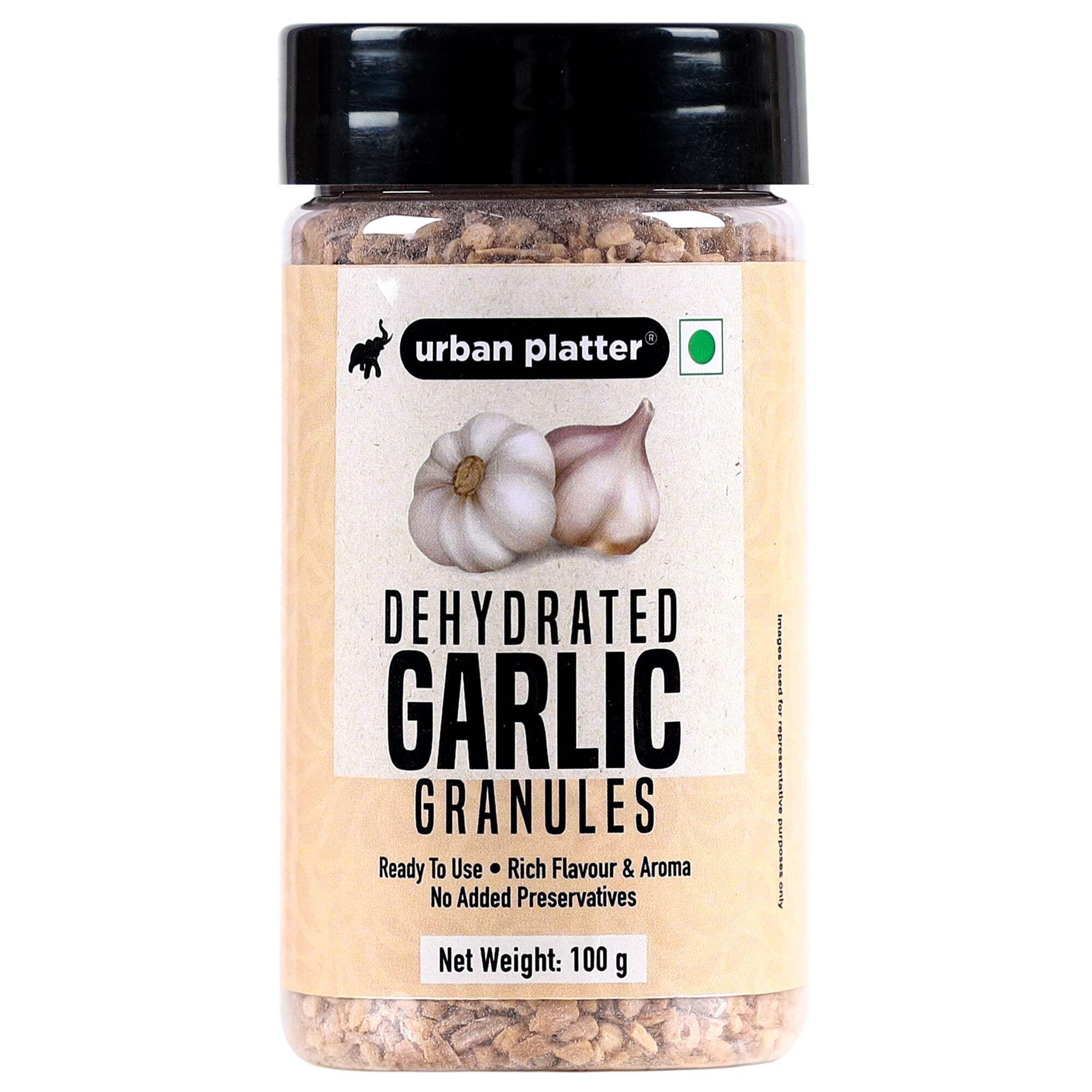 Urban Platter Dehydrated Garlic Granules 3.5oz (100g) - All-Natural Seasoning for Cooking, Baking & Meal Prep | Perfect for Pasta, Pizza, Soups & More | Resealable Shaker Jar