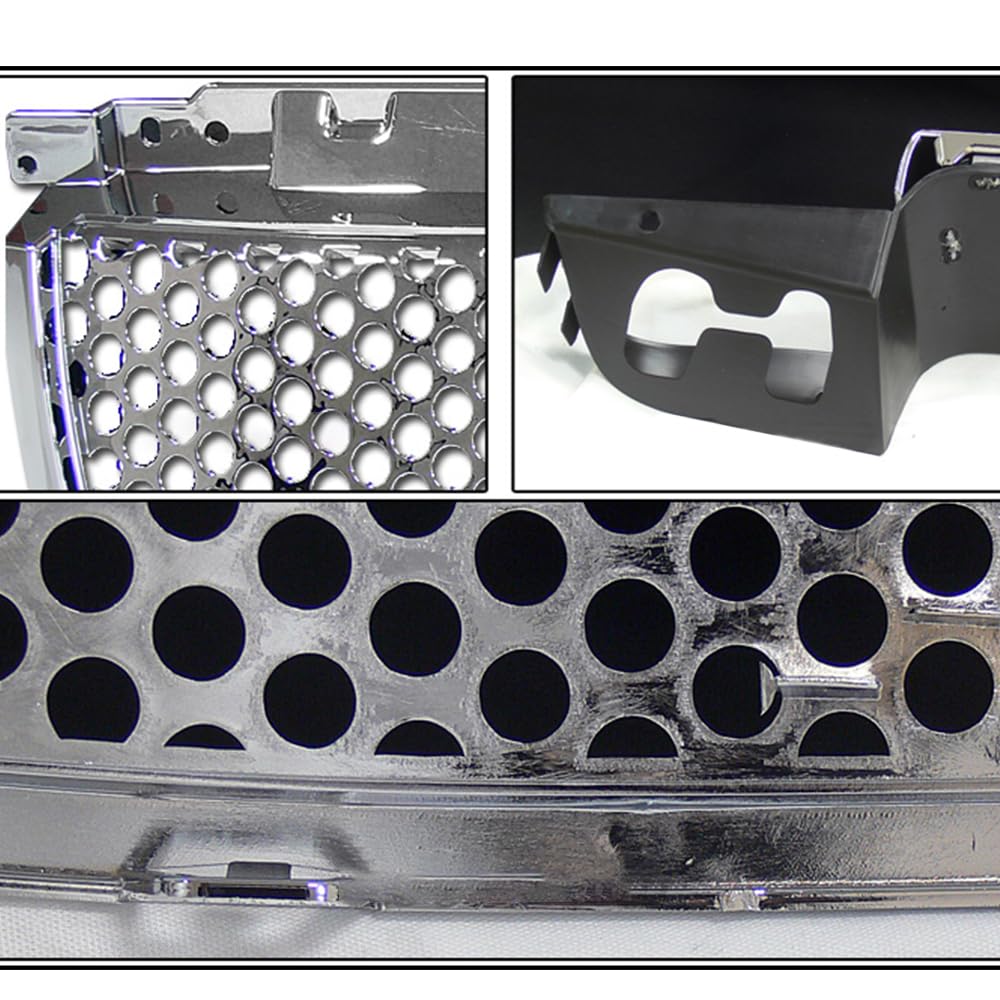 2007-2012 GMC Yukon Denali Chrome Round Hole Mesh Upper & Low Front Hood Grille - Durable Replacement Grille for Enhanced Style & Protection | Perfect for Off-Roading, Car Shows & Custom Builds