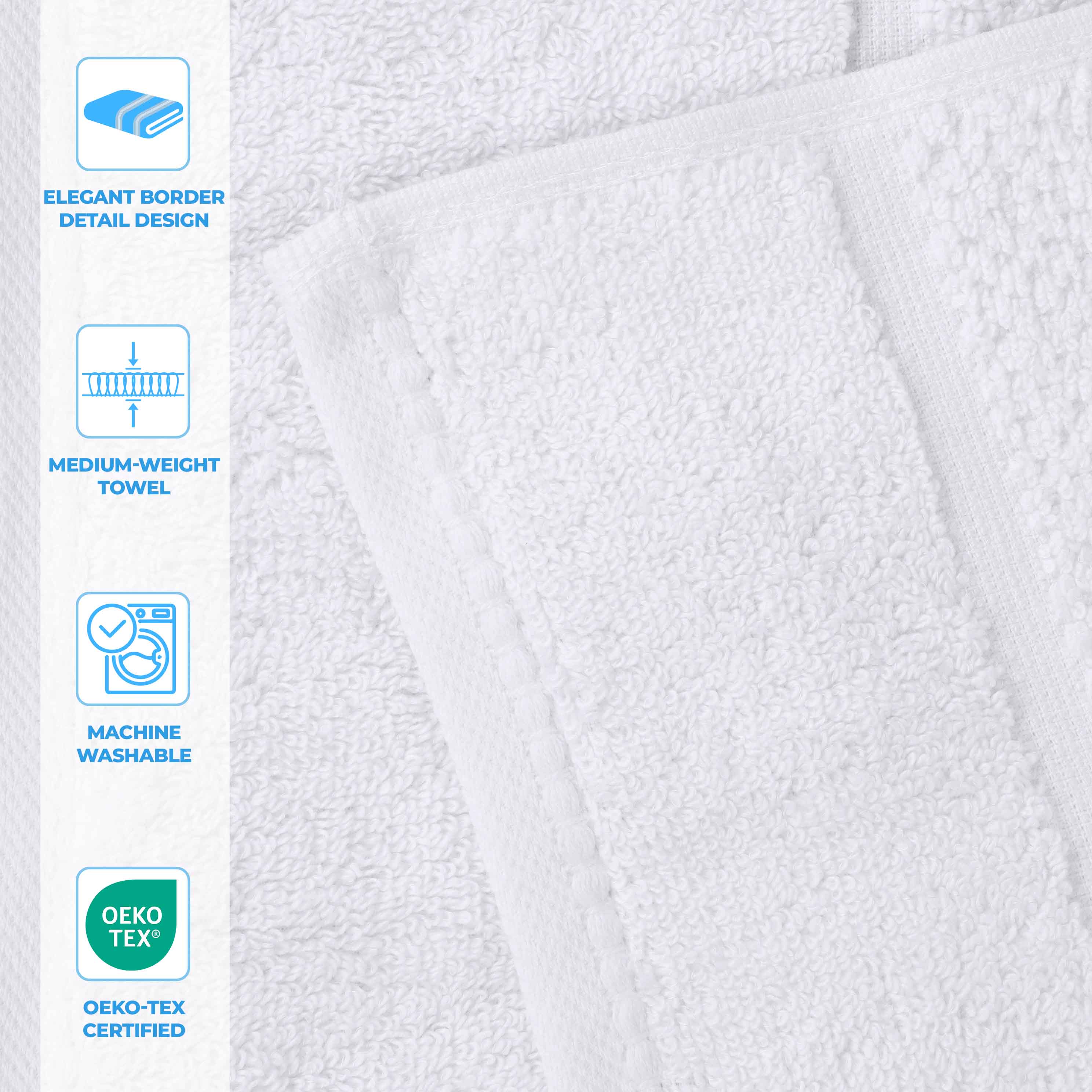 Premium Mile Smart Twist Cotton Bath Towels Set of 2 - Ultra Soft, Absorbent & Quick-Drying Luxury Bath Sheets with Broad Border - Perfect for Spa, Hotel & Home Bathroom Use