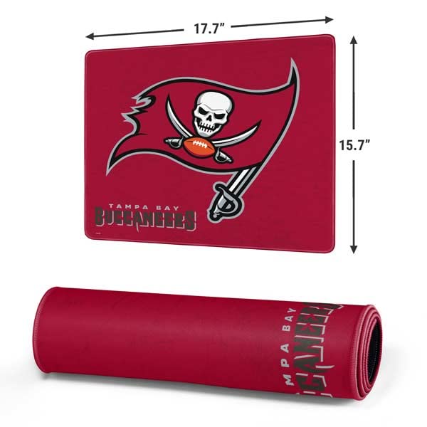 Skinit Medium Gaming Mouse Pad - Officially Licensed NFL Tampa Bay Buccaneers Distressed Design | Non-Slip Rubber Base, Waterproof, Stitched Edges | Perfect for PC, Laptop, Office & Gaming Setup
