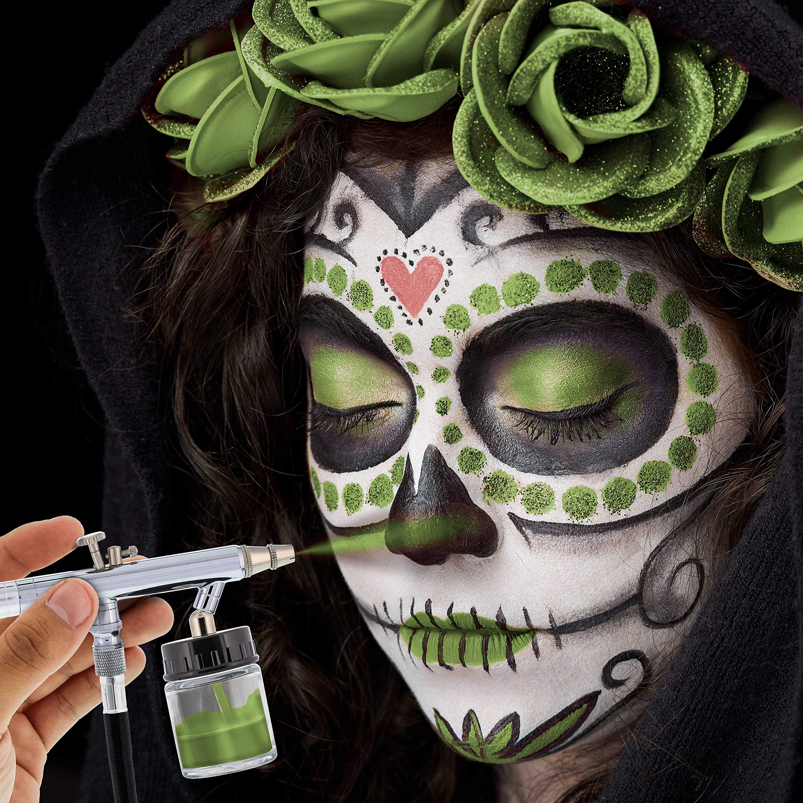 1-oz Lime Green Water-Based Airbrush Body Paint - Custom Face & Body Art for Halloween, Cosplay & Costume Parties - Non-Toxic, Washable & Skin-Safe