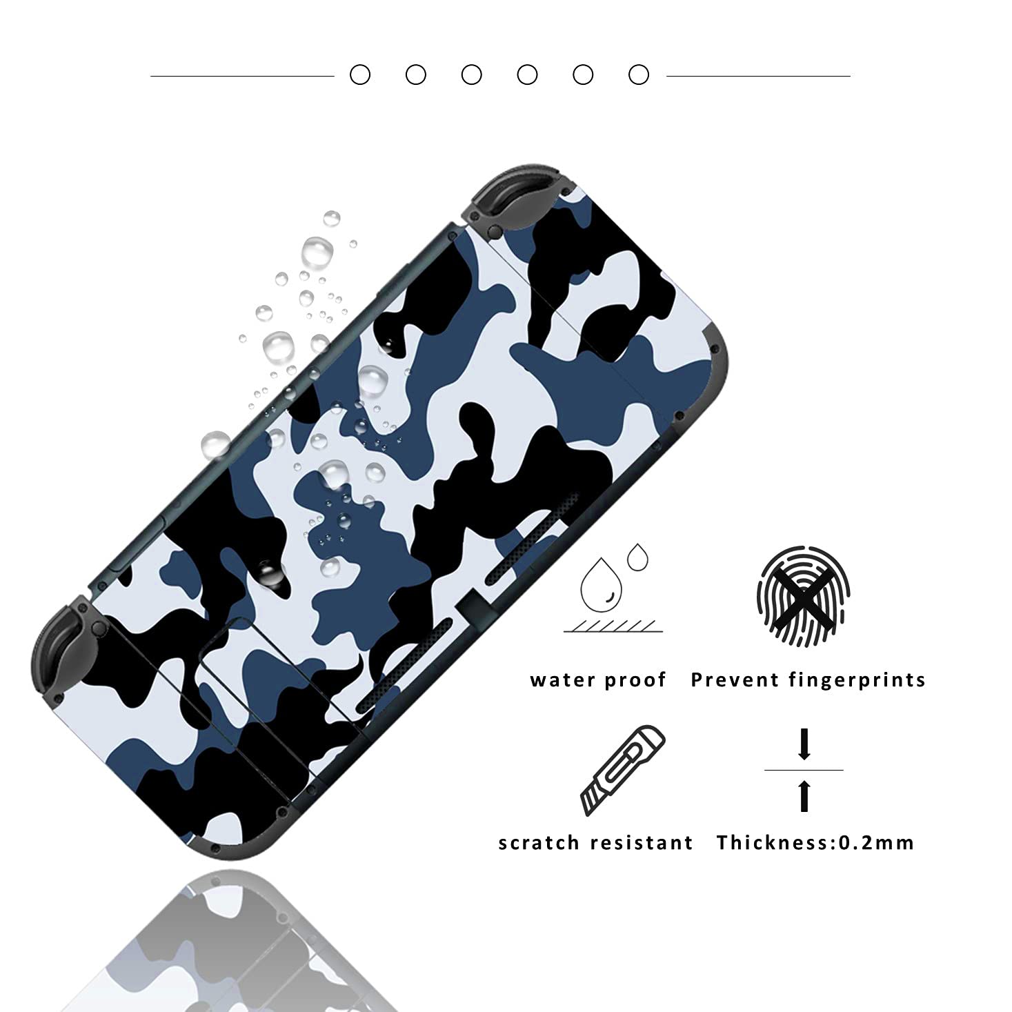Nintendo Switch Screen Protector & Joy-Con Controller Skin - Black Camouflage Design for Full Console Protection | Scratch-Resistant Film for Switch, Dock & Joy-Cons | Perfect for Gaming, Travel & Everyday Use