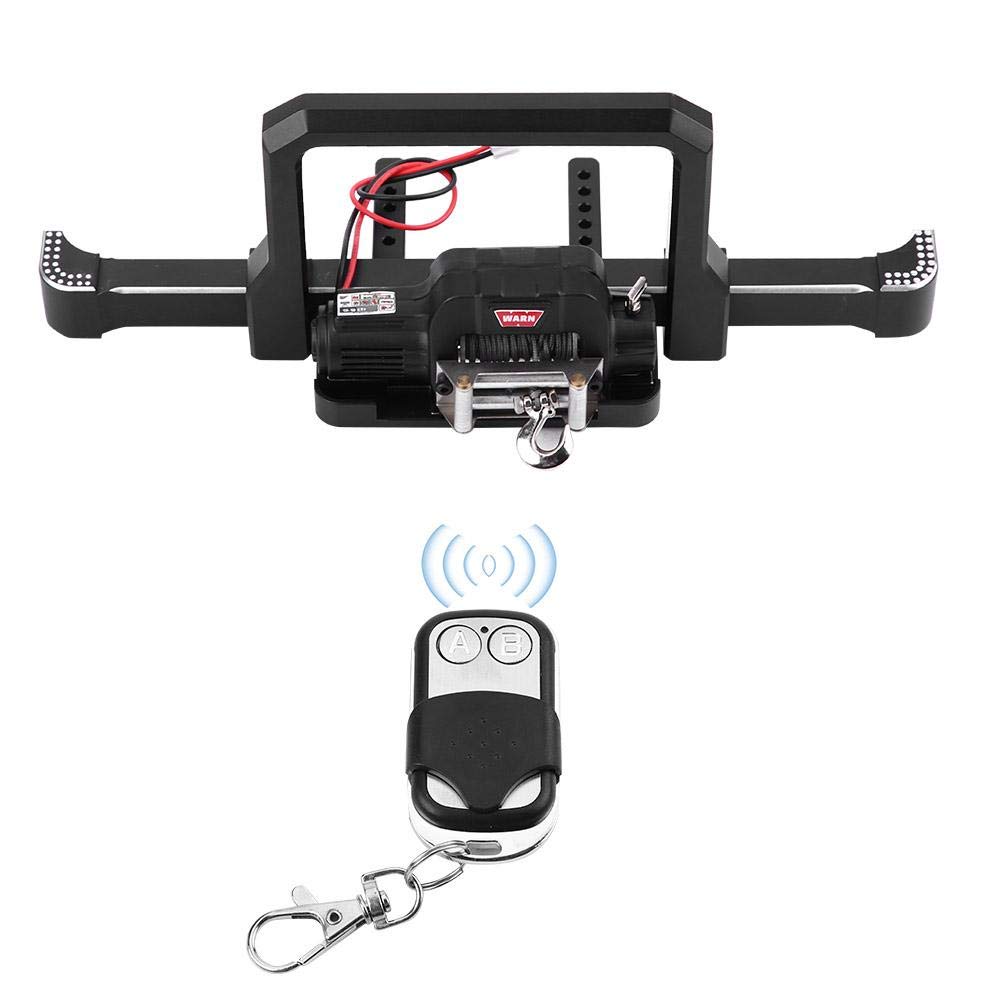 Aluminum Alloy RC Car Front Bumper with Winch & Wireless Remote Controller - Compatible with Traxxas-4 RC Crawler Cars | Durable Off-Road Upgrade Accessory for Rock Crawling & Trail Adventures