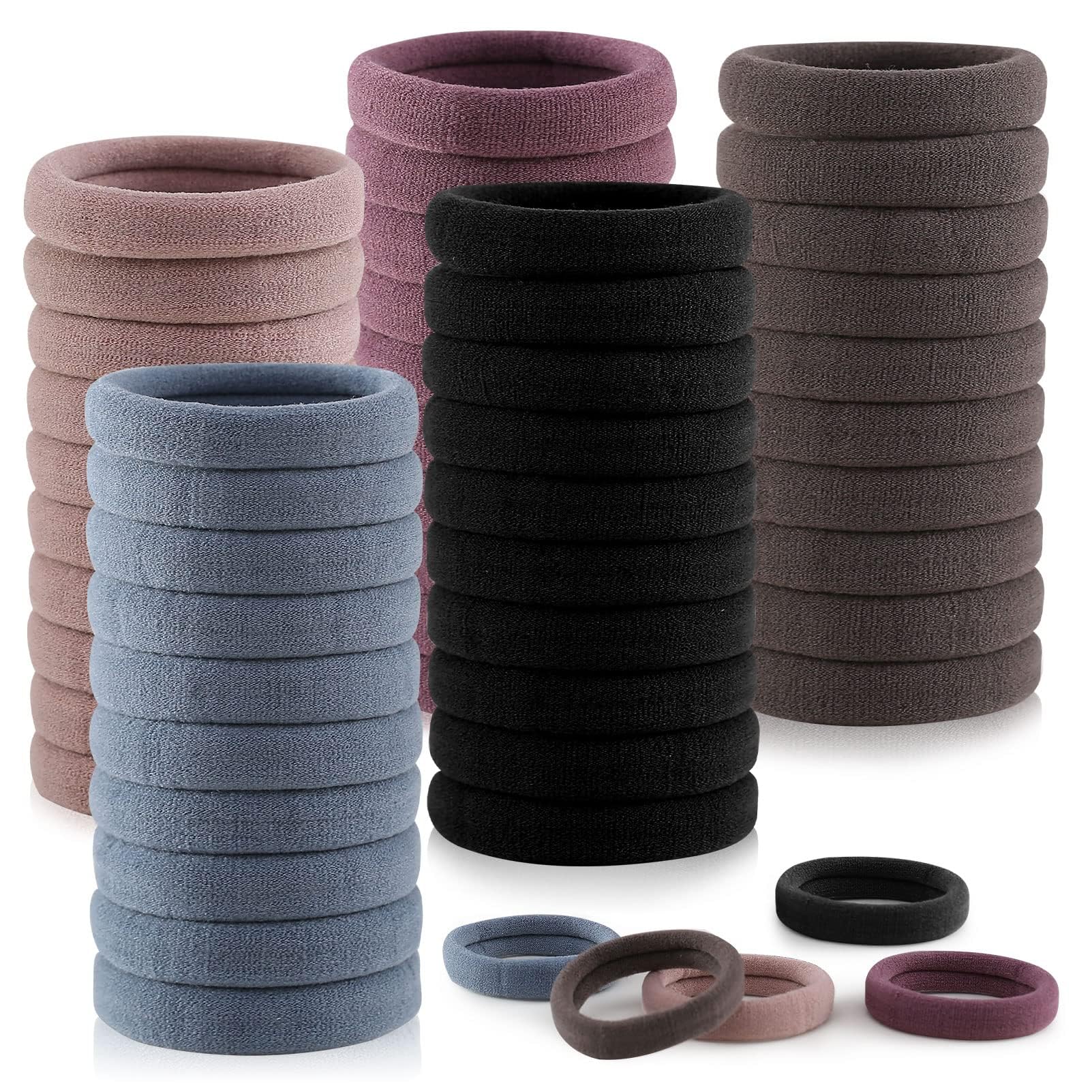 100 Pcs Seamless Brown Hair Ties for Thick Hair - No Damage Ponytail Holders, Natural Colors Hair Accessories for Women & Girls - Perfect for Workouts, Yoga, Office & Everyday Use