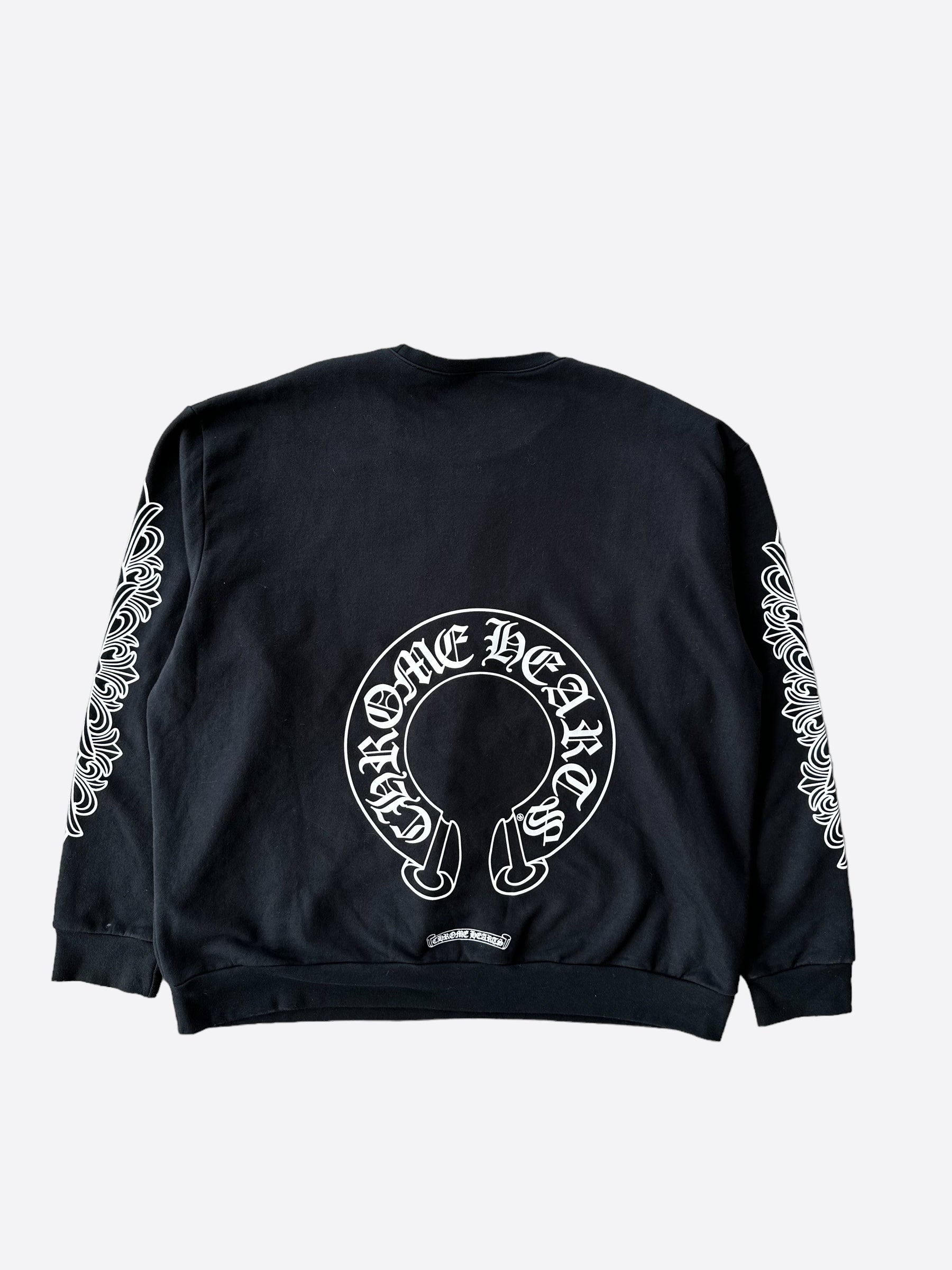 Chrome Hearts Black & White Horseshoe Logo Sweater for Men & Women | Luxury Streetwear Fashion | Perfect for Casual Outfits & Night Out