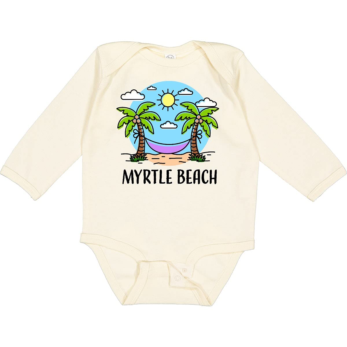 Inktastic Summer Vacation in Myrtle Beach Long Sleeve Baby Bodysuit - Soft Cotton Creeper for Boys & Girls - Beach Vacation Outfit, Family Trip Wear, Cute Newborn Photo Shoot Outfit