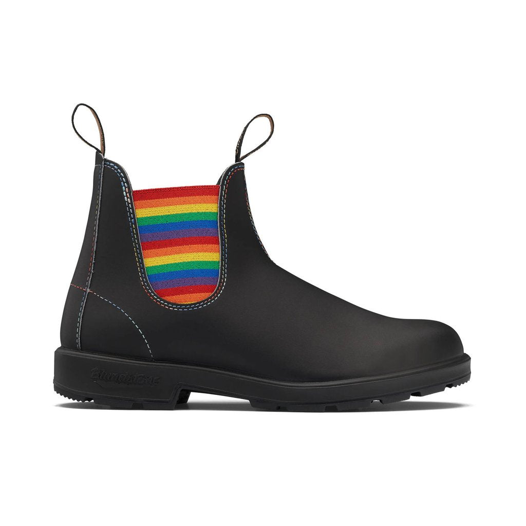 Blundstone 2105 Original Chelsea Boots - Black Leather with Rainbow Elastic & Contrast Stitching - Comfortable Slip-On Boots for Men & Women - Perfect for Work, Outdoor & Casual Wear