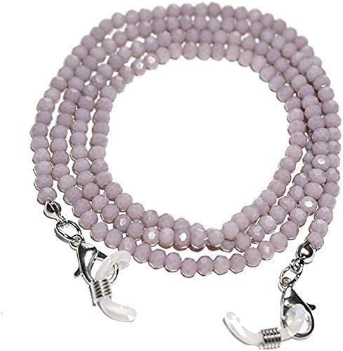 Crystal Beaded Mask Chain - Anti Lost Mask Lanyard for Women & Men | Unisex Eyeglasses & Reading Glasses Holder | 74cm Grey Face Mask Accessory with Glass Beads | Perfect for Work, Travel & Daily Use