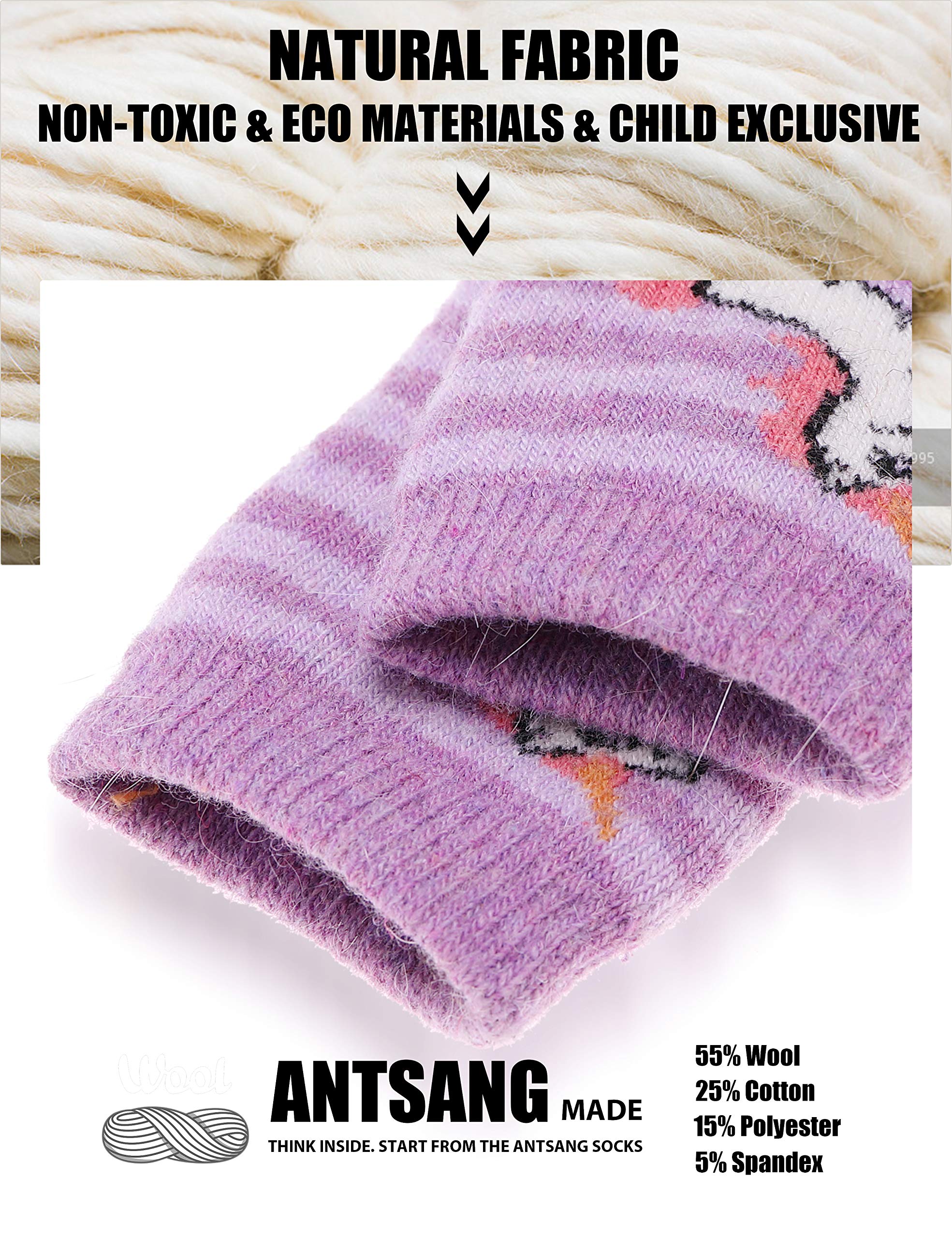 **ANTSANG Kids Merino Wool Hiking Socks for Toddlers & Children - Warm Thick Thermal Crew Boot Socks (6 Pairs) - Perfect for Outdoor Adventures, Winter Hiking & Cozy Gifts**