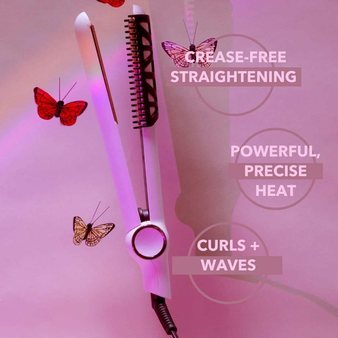 InStyler CURATION Ceramic Hair Straightener Flat Iron for Smooth & Shiny Hair - Perfect for Home & Salon Styling, Travel-Friendly, White