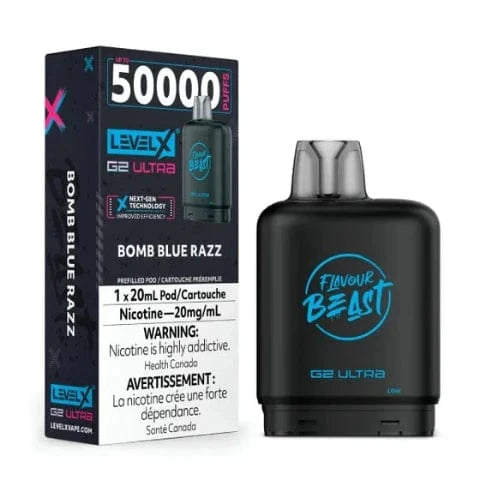 Flavour Beast Level X G2 Ultra Pods - 50,000 Puffs, 20mL E-Liquid, All Flavors | Long-Lasting Vape Pods for All-Day Use | Perfect for Travel, Work & Social Events